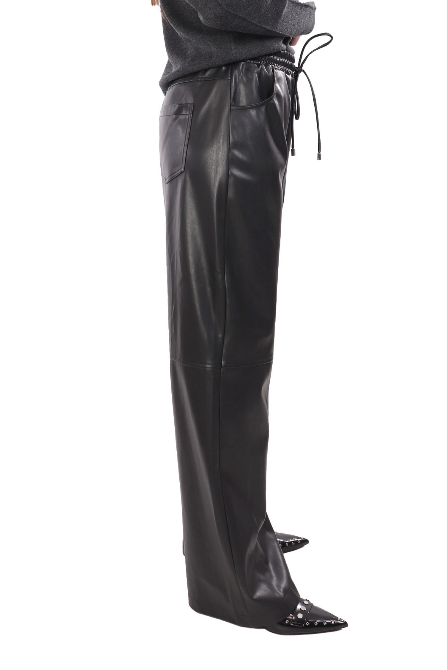 LIU-JO ΠΑΝΤΕΛΟΝΙ FAUX LEATHER ΛΑΣΤΙΧΟ ΜΕΣΗ ΤΣΕΠΕΣ ΜΑΥΡΟ φωτογραφία