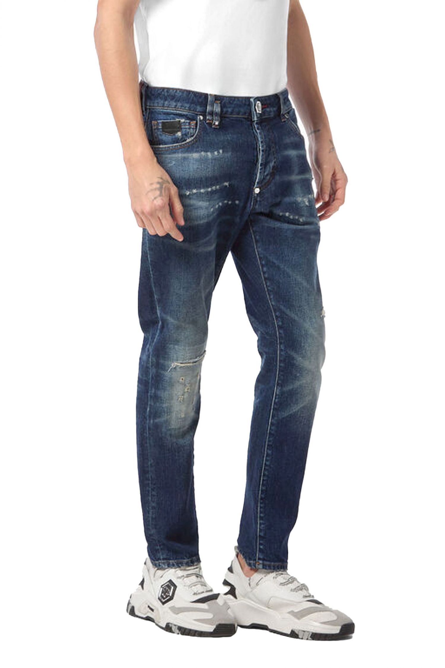 PHILIPP PLEIN ΠΑΝΤΕΛΟΝΙ JEANS SKINNY ΦΘΟΡΕΣ ΜΠΛΕ
