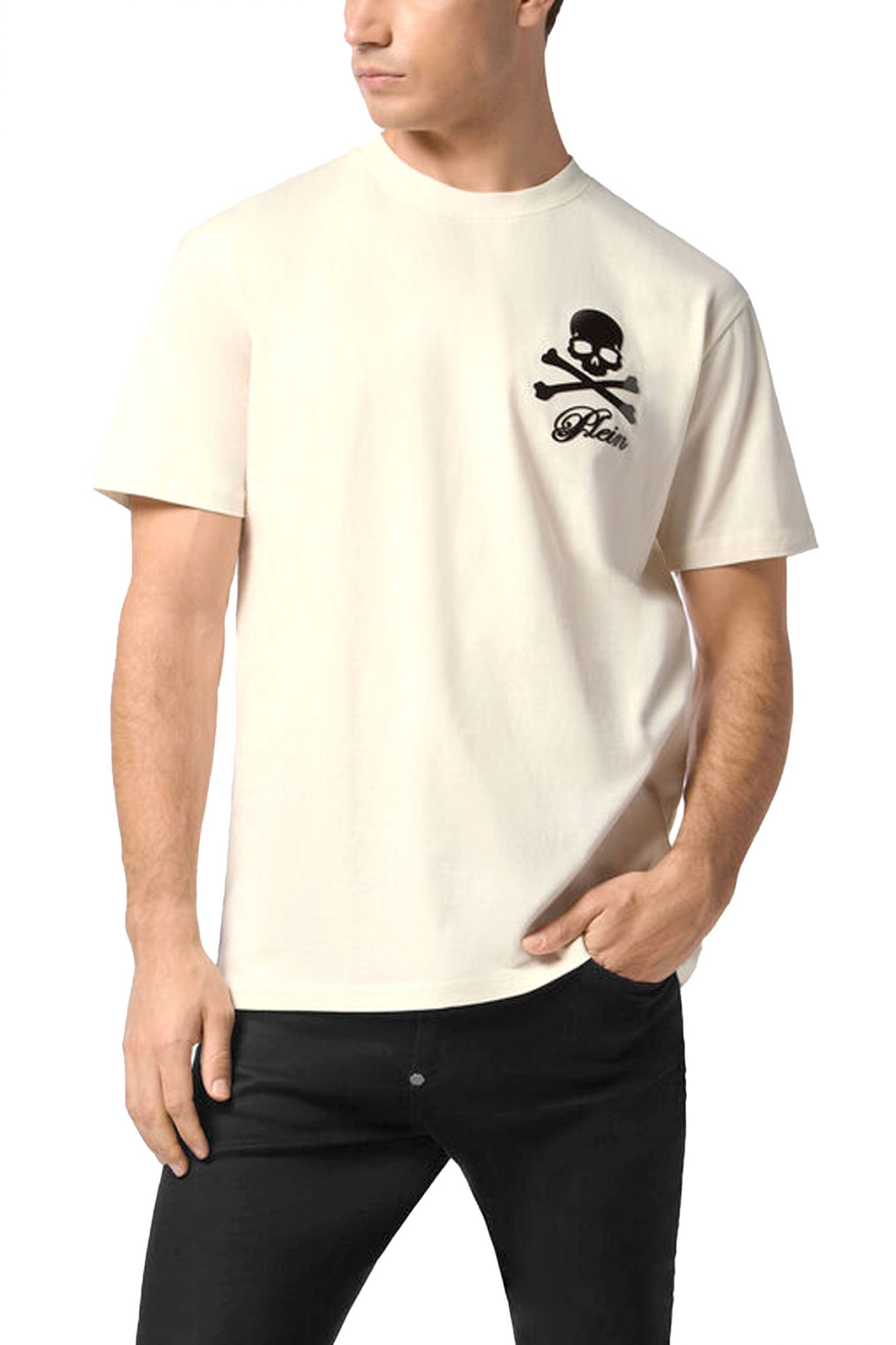 PHILIPP PLEIN T-SHIRT GLASS SKULL ΥΠΟΛΕΥΚΟ