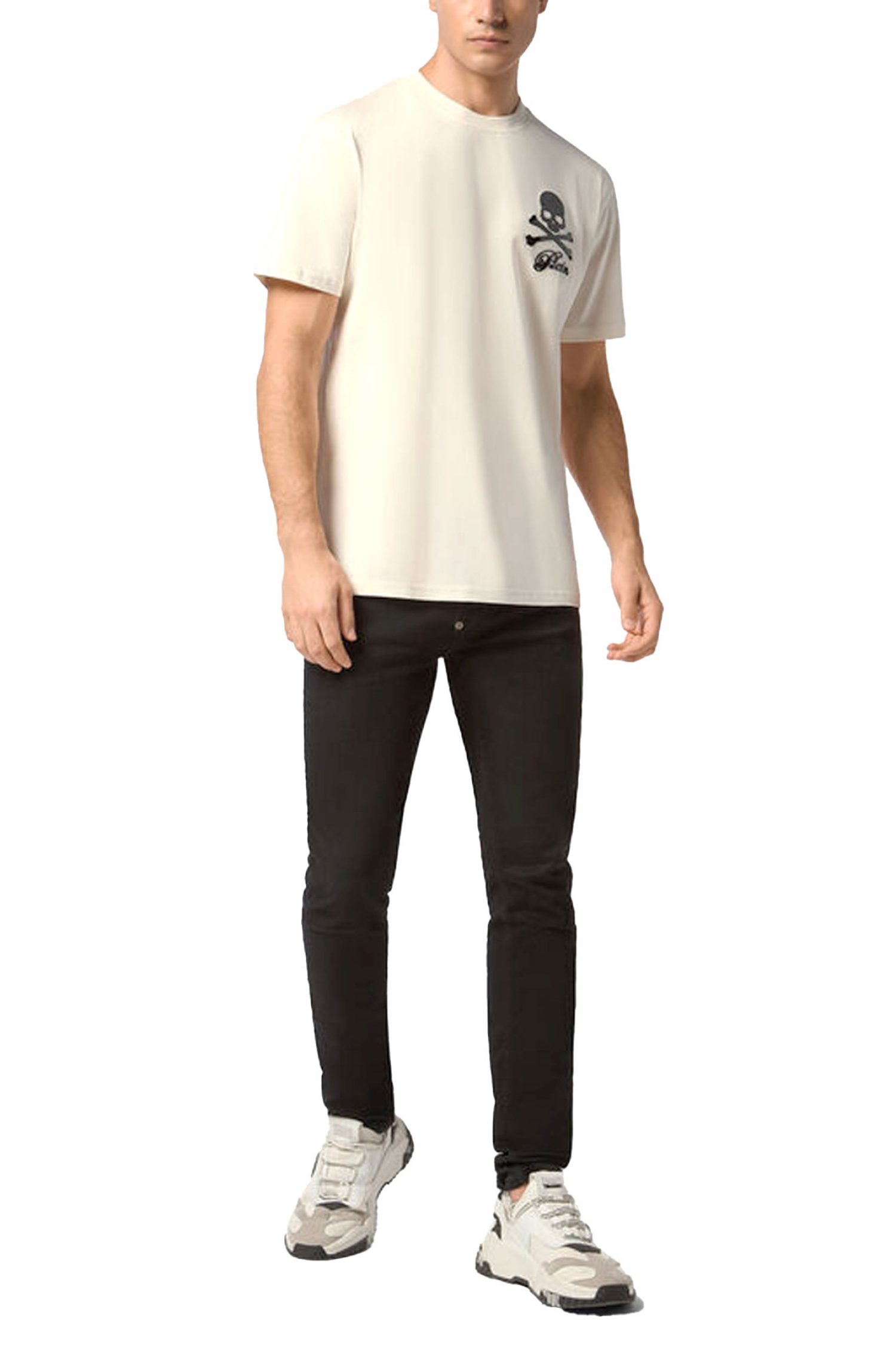 PHILIPP PLEIN T-SHIRT GLASS SKULL ΥΠΟΛΕΥΚΟ