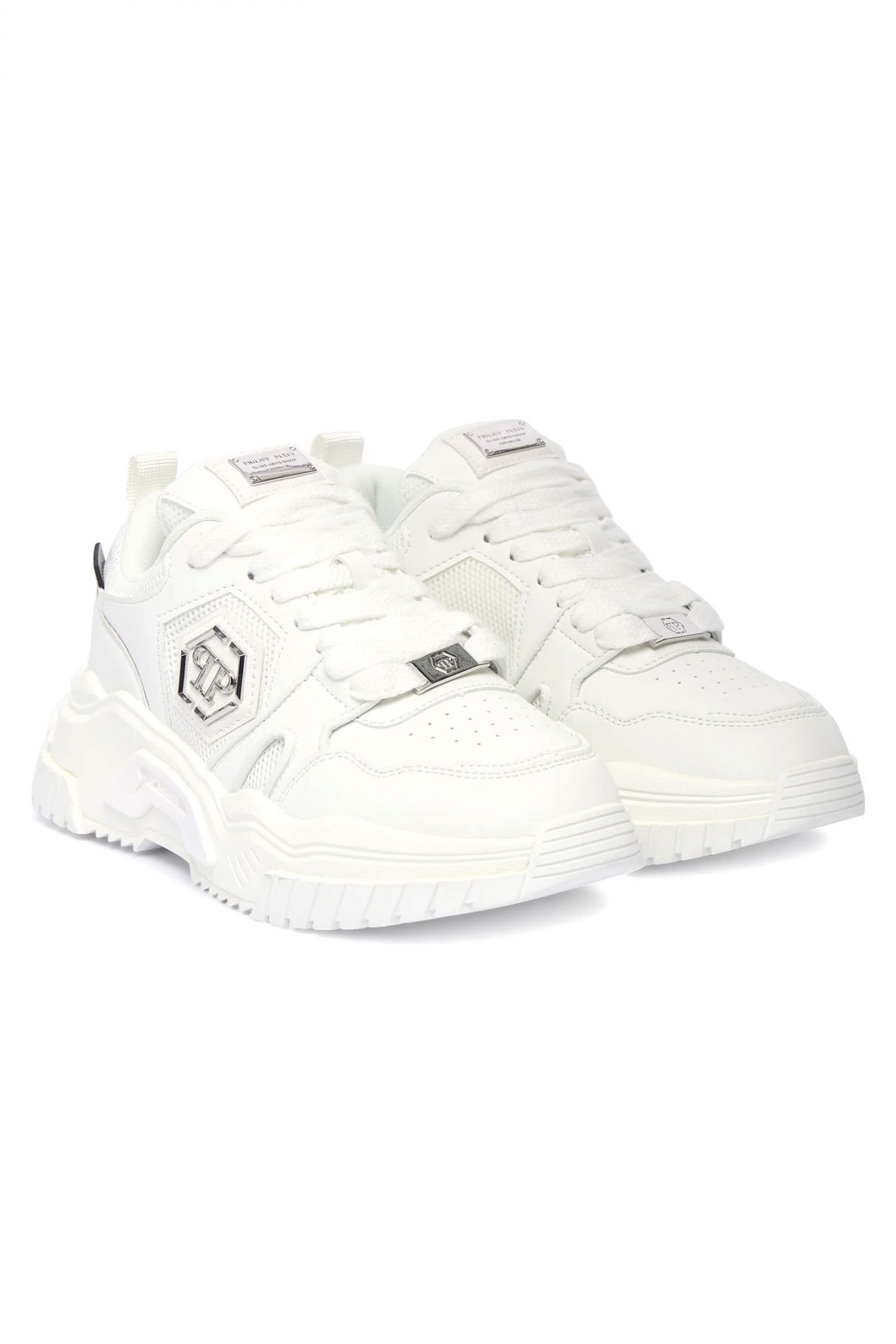 PHILIPP PLEIN ΠΑΠΟΥΤΣΙΑ SNEAKERS NUBUCK LOW TOP SNEAKERS COCCO ΛΕΥΚΟ