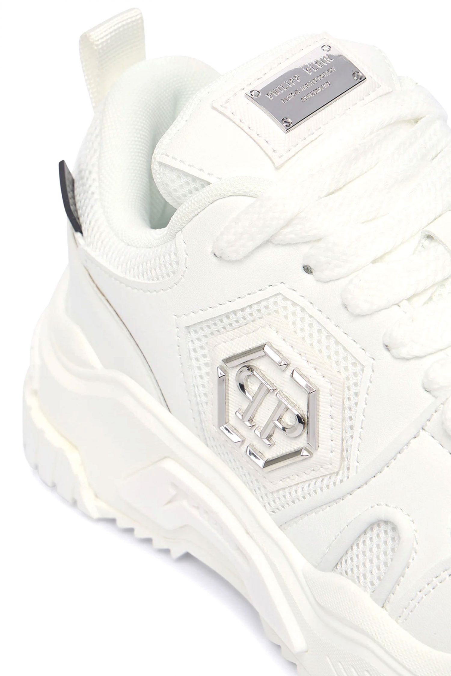 PHILIPP PLEIN ΠΑΠΟΥΤΣΙΑ SNEAKERS NUBUCK LOW TOP SNEAKERS COCCO ΛΕΥΚΟ