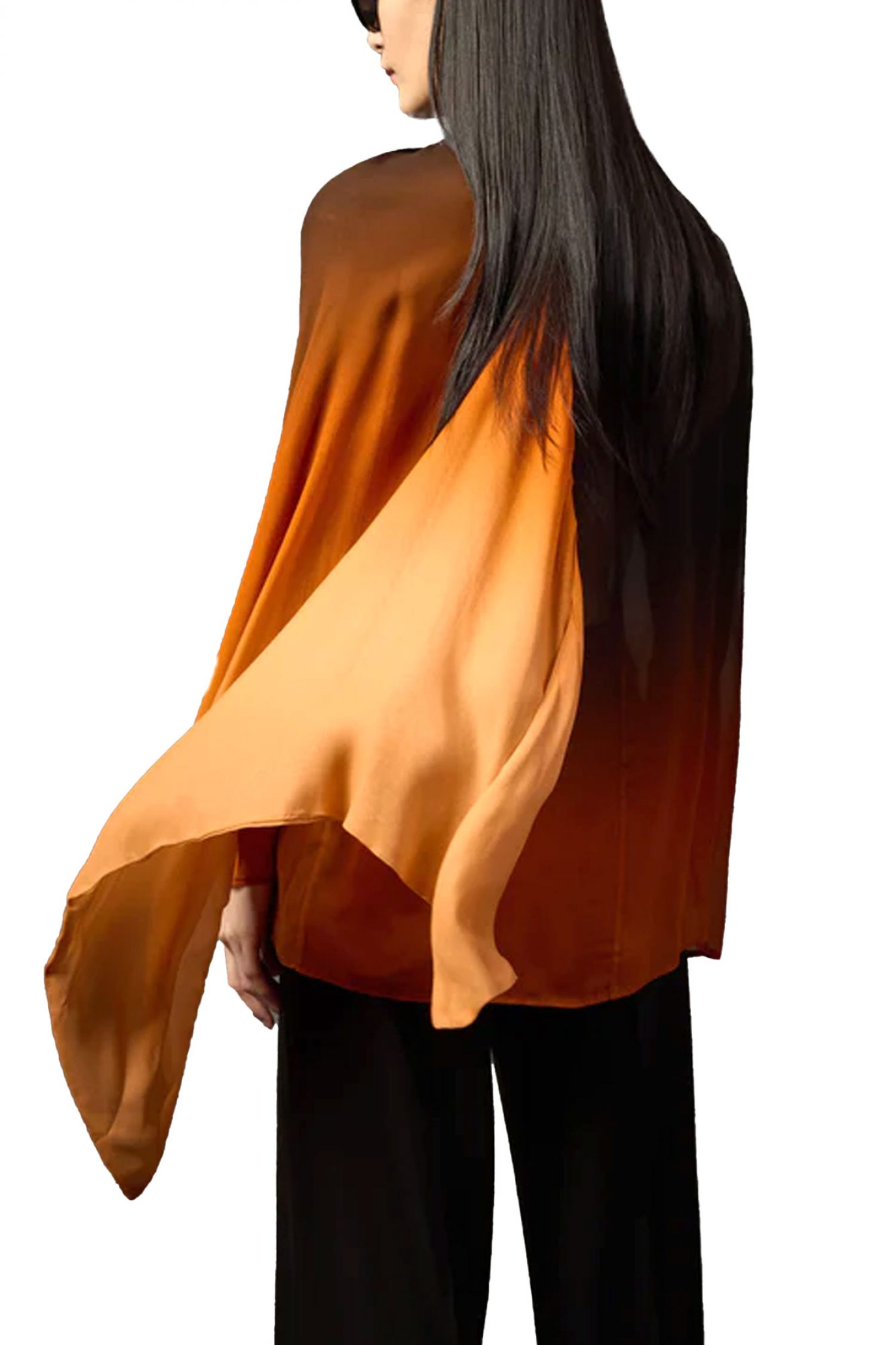 LIVIANA CONTI TOP ΑΣΣΥΜΕΤΡΟ C-THRU ΚΑΦΕ-ΠΟΡΤΟΚΑΛΙ