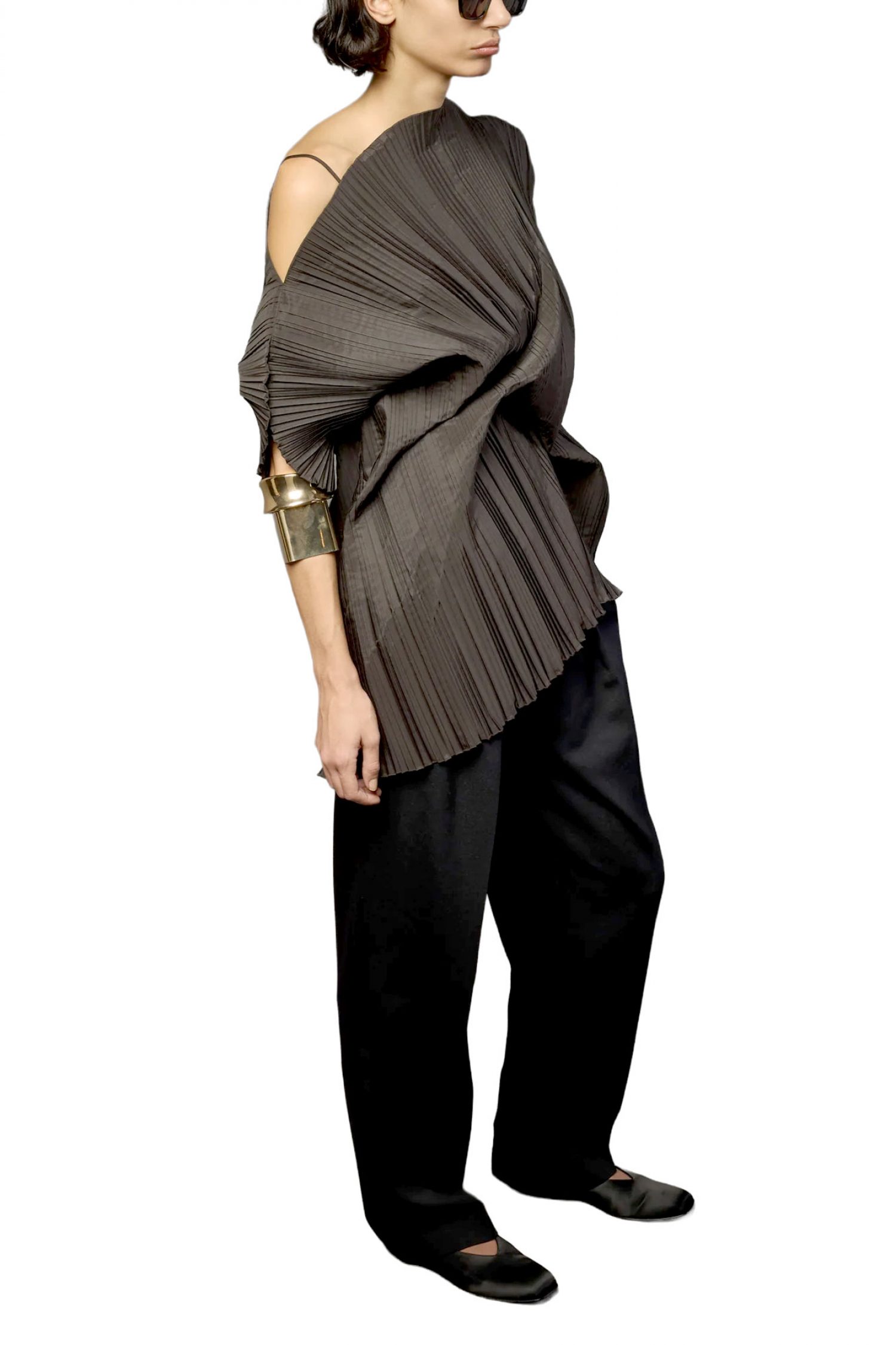 LIVIANA CONTI ΜΠΛΟΥΖΑ ANISSA ΑΣΣΥΜΕΤΡΗ ΓΚΟΦΡΕ REGULAR FIT ΚΑΦΕ