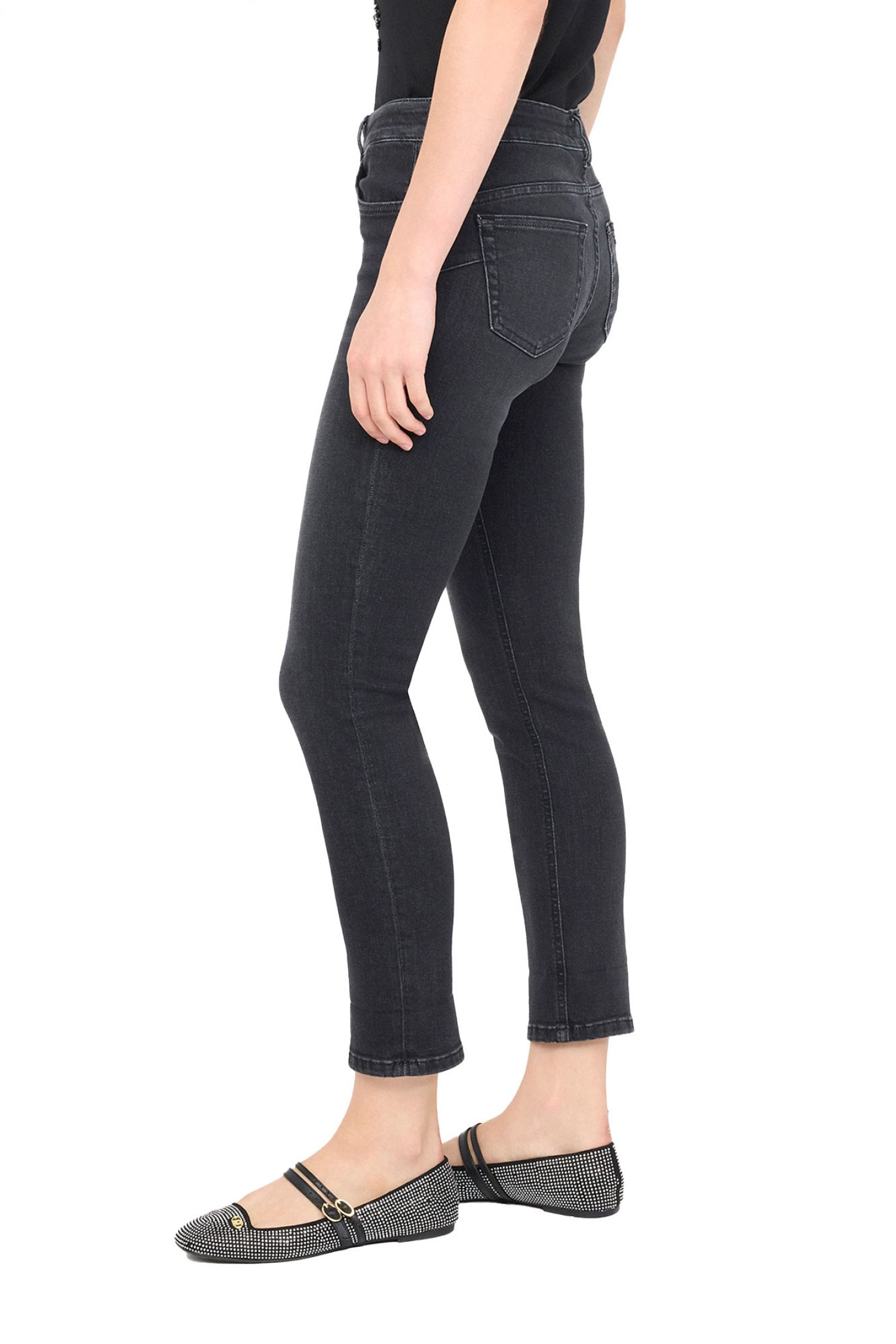 LIU-JO ΠΑΝΤΕΛΟΝΙ JEANS MONROE REGULAR WAIST ΜΑΥΡΟ