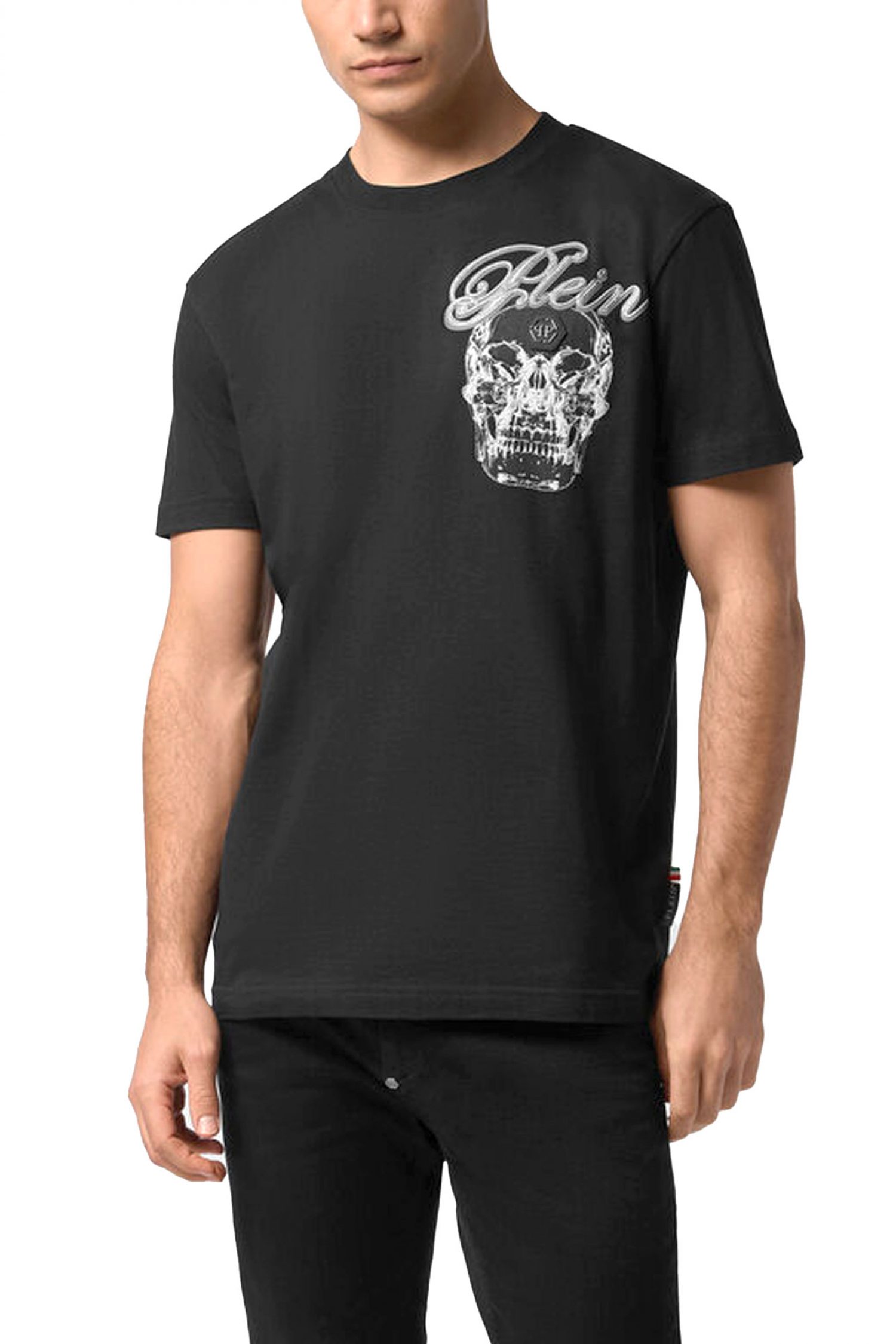 PHILIPP PLEIN T-SHIRT CREST ΜΑΥΡΟ-ΧΡΥΣΟ