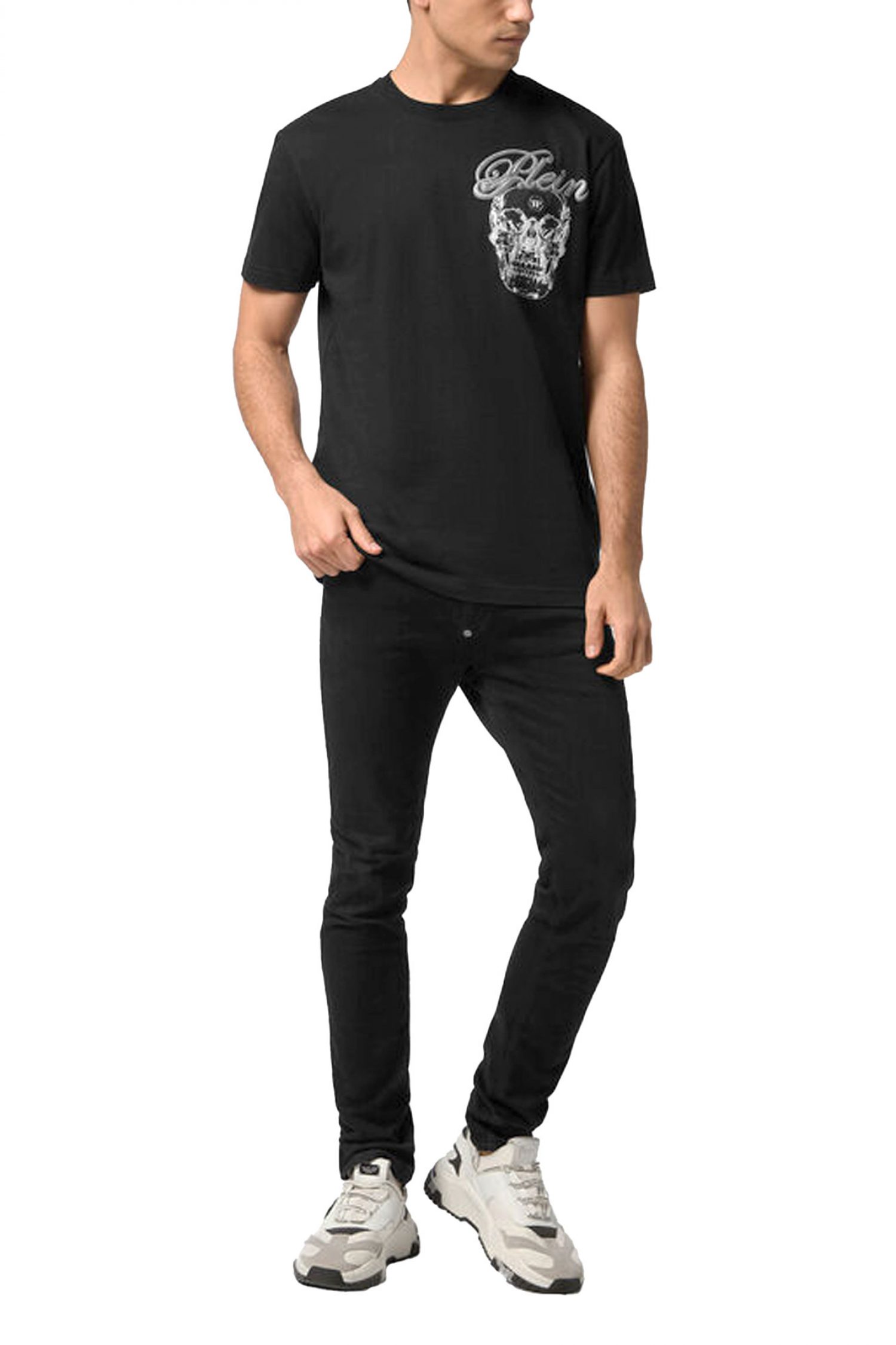 PHILIPP PLEIN T-SHIRT CREST ΜΑΥΡΟ-ΧΡΥΣΟ