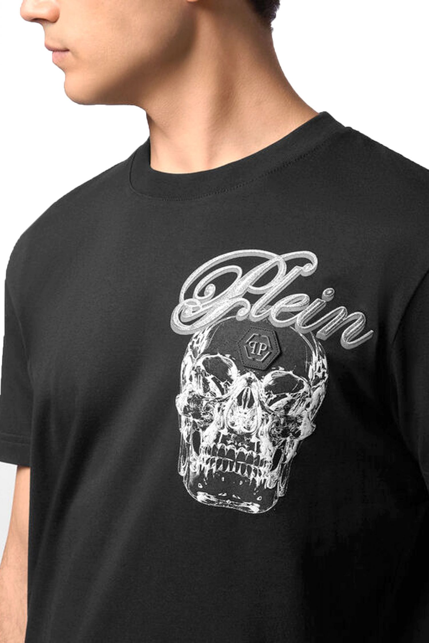 PHILIPP PLEIN T-SHIRT CREST ΜΑΥΡΟ-ΧΡΥΣΟ