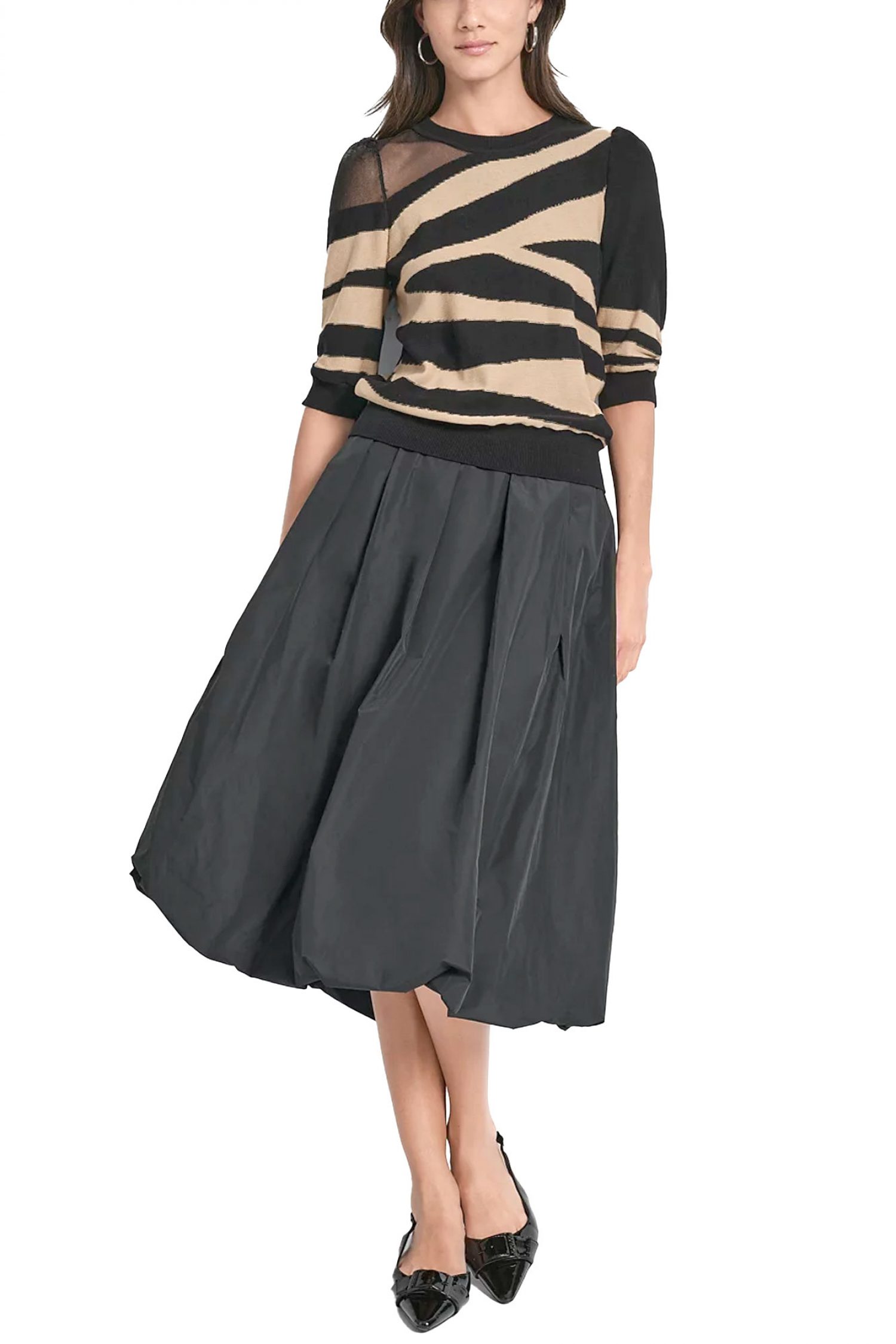 DKNY ΠΛΕΚΤΟ CREWNECK ΜΑΥΡΟ-ΜΠΕΖ φωτογραφία