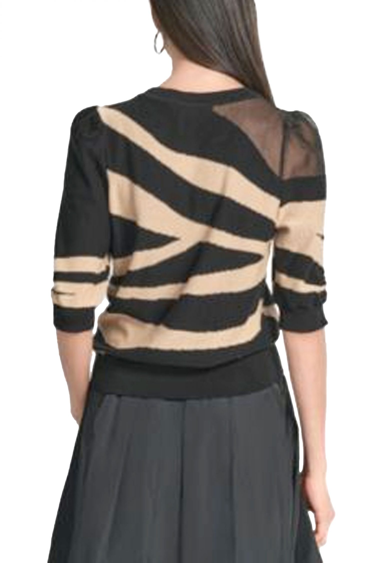 DKNY ΠΛΕΚΤΟ CREWNECK ΜΑΥΡΟ-ΜΠΕΖ φωτογραφία