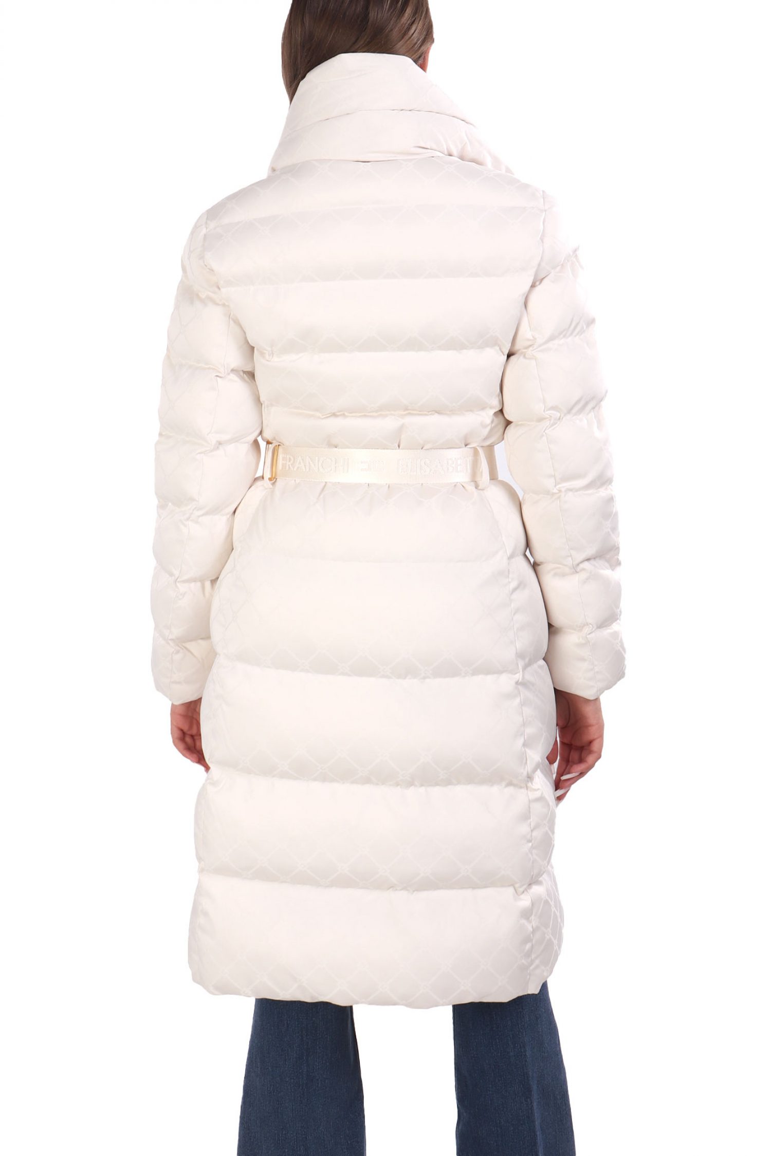 ELISABETTA FRANCHI ΜΠΟΥΦΑΝ ΦΟΥΣΚΩΤΟ ΜΑΚΡΥ ΑΠΟΣΠΩΜΕΝΗ ΛΕΠΤΟΜΕΡΕΙΑ ΛΑΙΜΟΥ ΑΠΟΣΠΩΜΕΝΗ ΖΩΝΗ ALL OVER LOGO ΤΣΕΠΕΣ ΕΚΡΟΥ