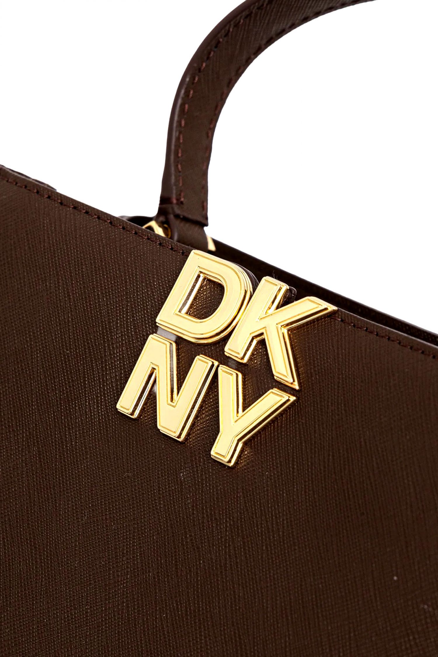 DKNY ΤΣΑΝΤΑ ΧΕΙΡΟΣ/CROSSBODY FOSTER SATCHELS ΔΕΡΜΑ LOGO ΚΑΦΕ