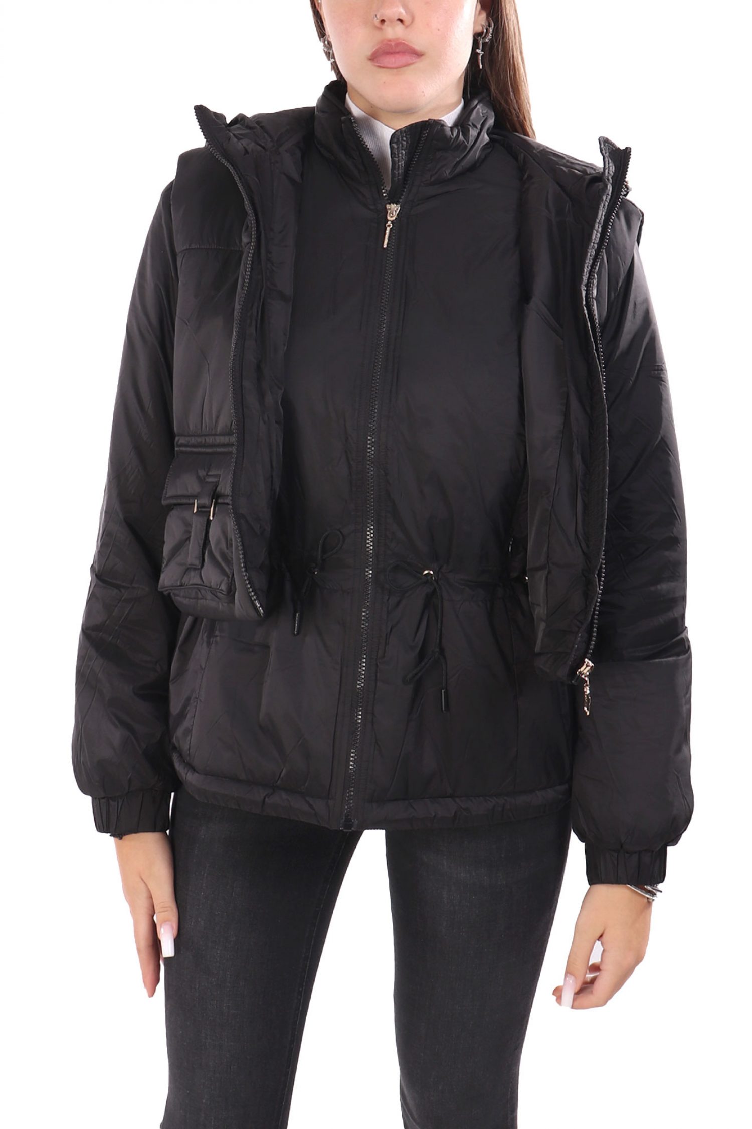 LIU-JO BETTER ΜΠΟΥΦΑΝ ΦΟΥΣΚΩΤΟ ΑΠΟΣΠΩΜΕΝΟ ΓΙΛΕΚΟ ΜΕ ΚΟΥΚΟΥΛΑ ΜΑΥΡΟ