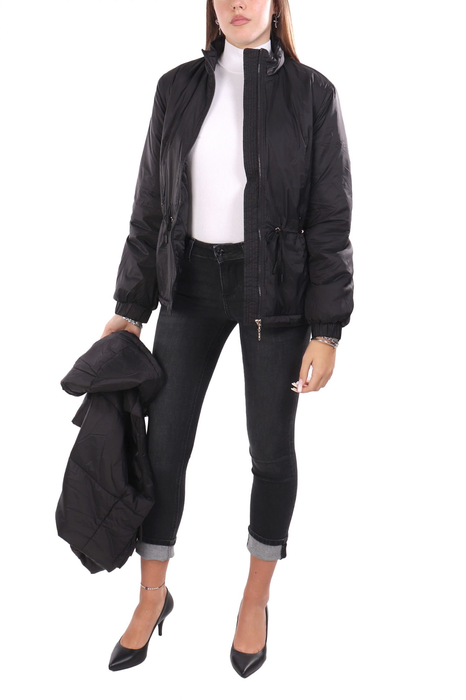 LIU-JO BETTER ΜΠΟΥΦΑΝ ΦΟΥΣΚΩΤΟ ΑΠΟΣΠΩΜΕΝΟ ΓΙΛΕΚΟ ΜΕ ΚΟΥΚΟΥΛΑ ΜΑΥΡΟ