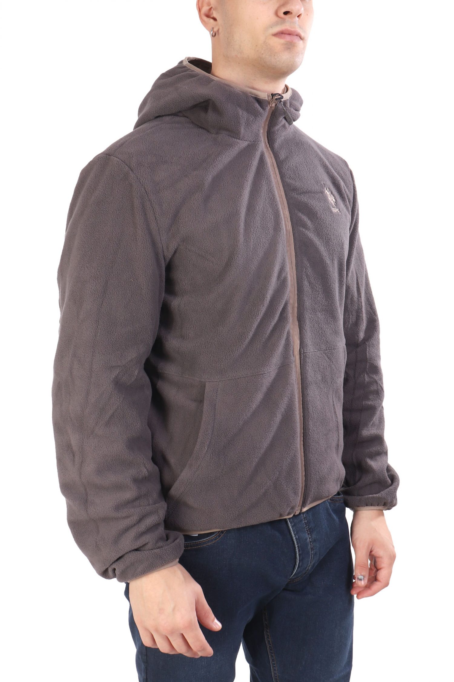 U.S.POLO ASSN ΜΠΟΥΦΑΝ JACKET HOODIE FLEECE REVERSIBLE LOGO DERY ΜΠΕΖ