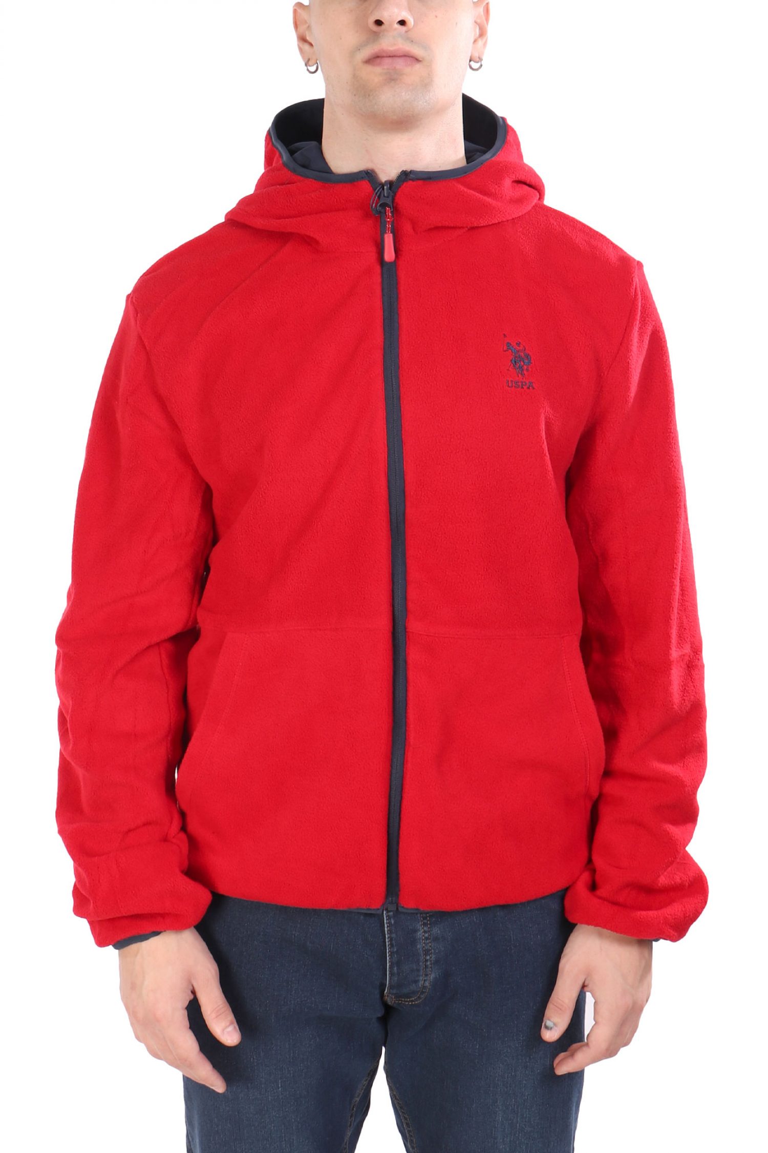 U.S.POLO ASSN ΜΠΟΥΦΑΝ JACKET HOODIE FLEECE REVERSIBLE LOGO DERY ΜΠΛΕ