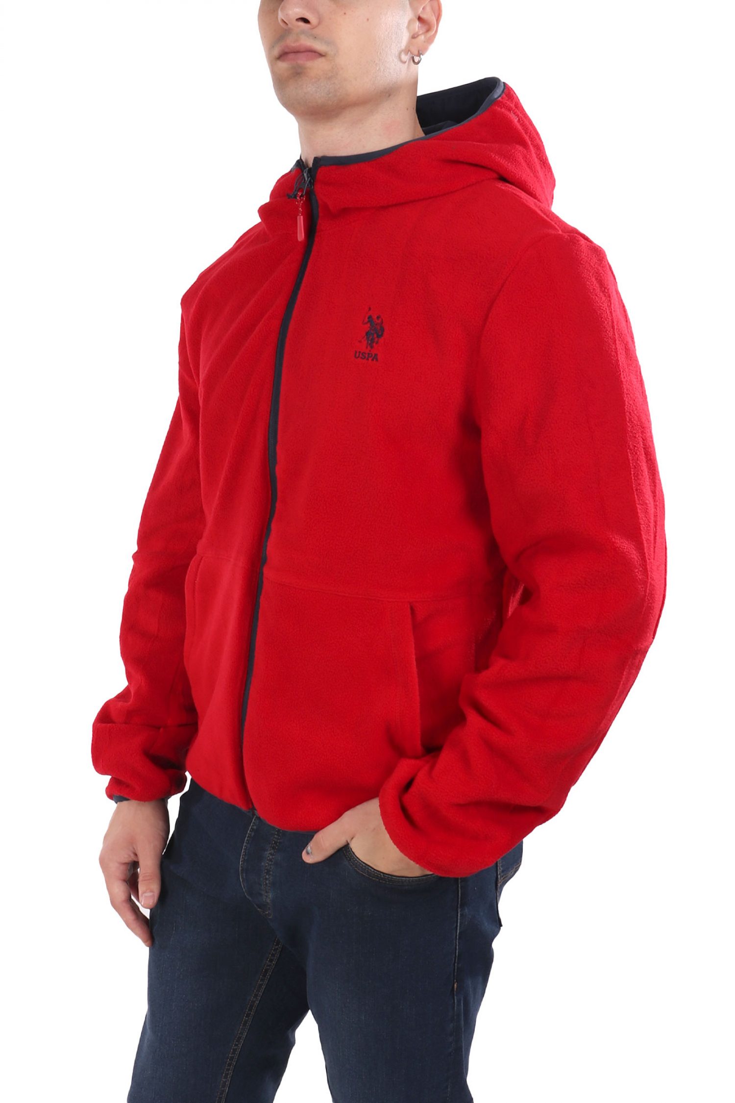 U.S.POLO ASSN ΜΠΟΥΦΑΝ JACKET HOODIE FLEECE REVERSIBLE LOGO DERY ΜΠΛΕ