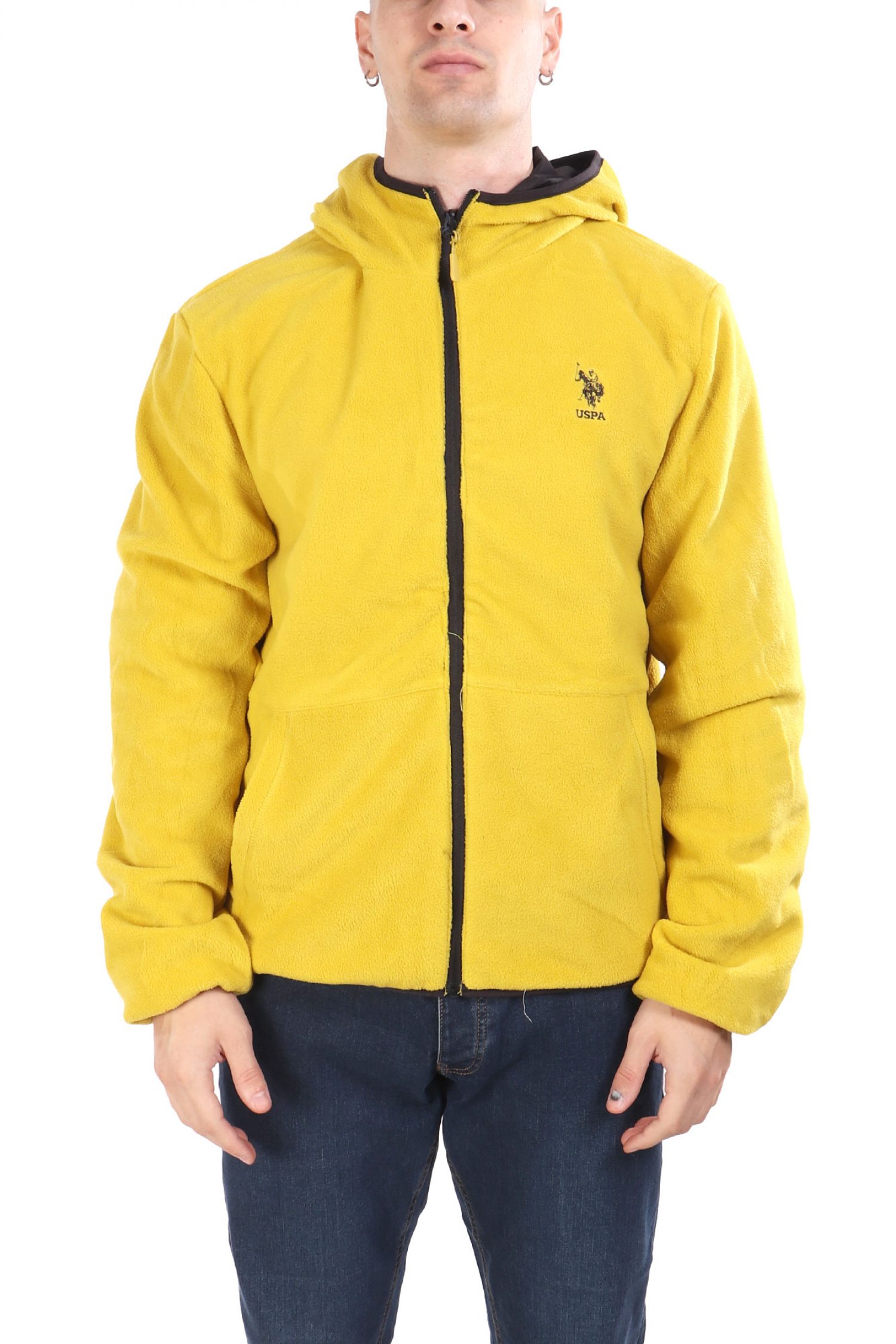U.S.POLO ASSN ΜΠΟΥΦΑΝ JACKET HOODIE FLEECE REVERSIBLE LOGO DERY ΜΑΥΡΟ