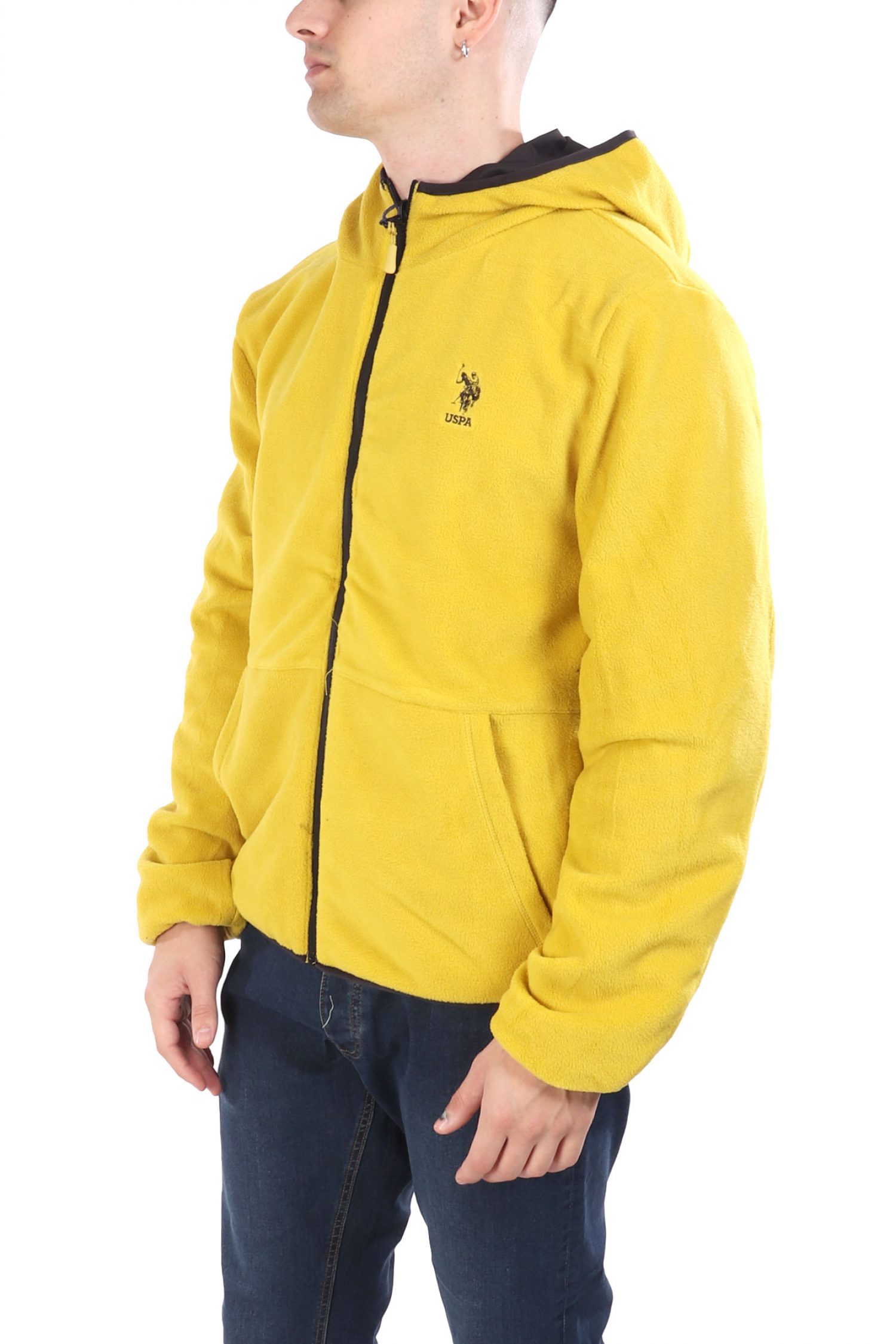 U.S.POLO ASSN ΜΠΟΥΦΑΝ JACKET HOODIE FLEECE REVERSIBLE LOGO DERY ΜΑΥΡΟ