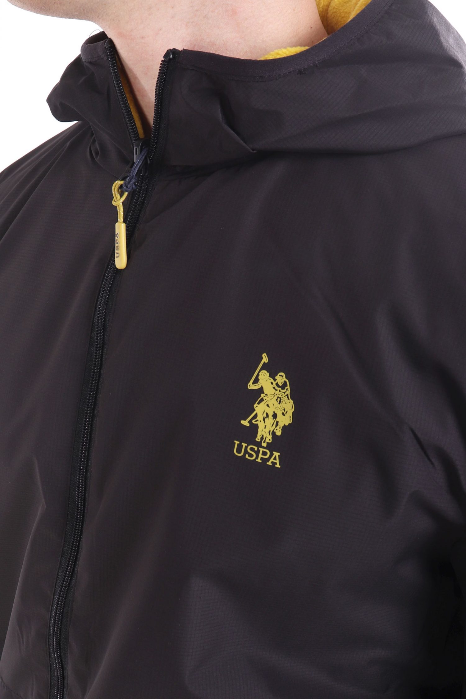 U.S.POLO ASSN ΜΠΟΥΦΑΝ JACKET HOODIE FLEECE REVERSIBLE LOGO DERY ΜΑΥΡΟ