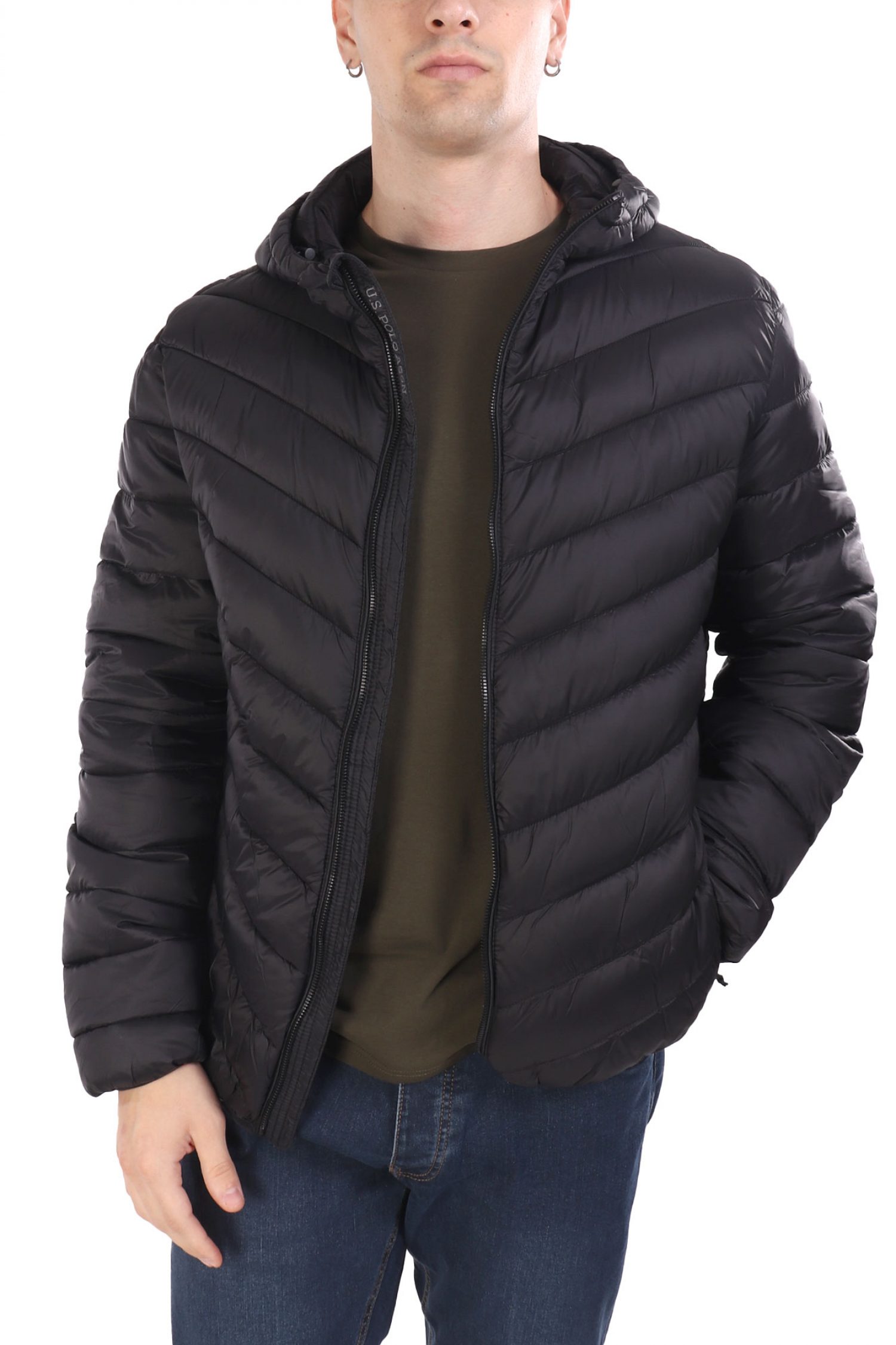 U.S.POLO ASSN ΜΠΟΥΦΑΝ PUFFER HOODIE JEBS LOGO ΜΑΥΡΟ