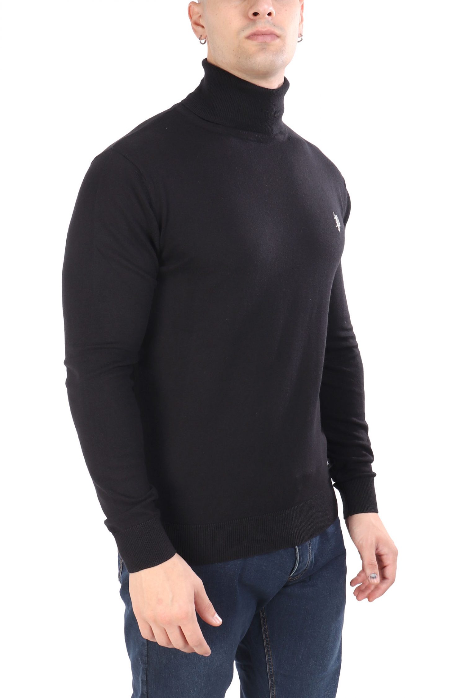 U.S.POLO ASSN ΠΛΕΚΤΟ ROLLNECK JOHN ΜΑΥΡΟ