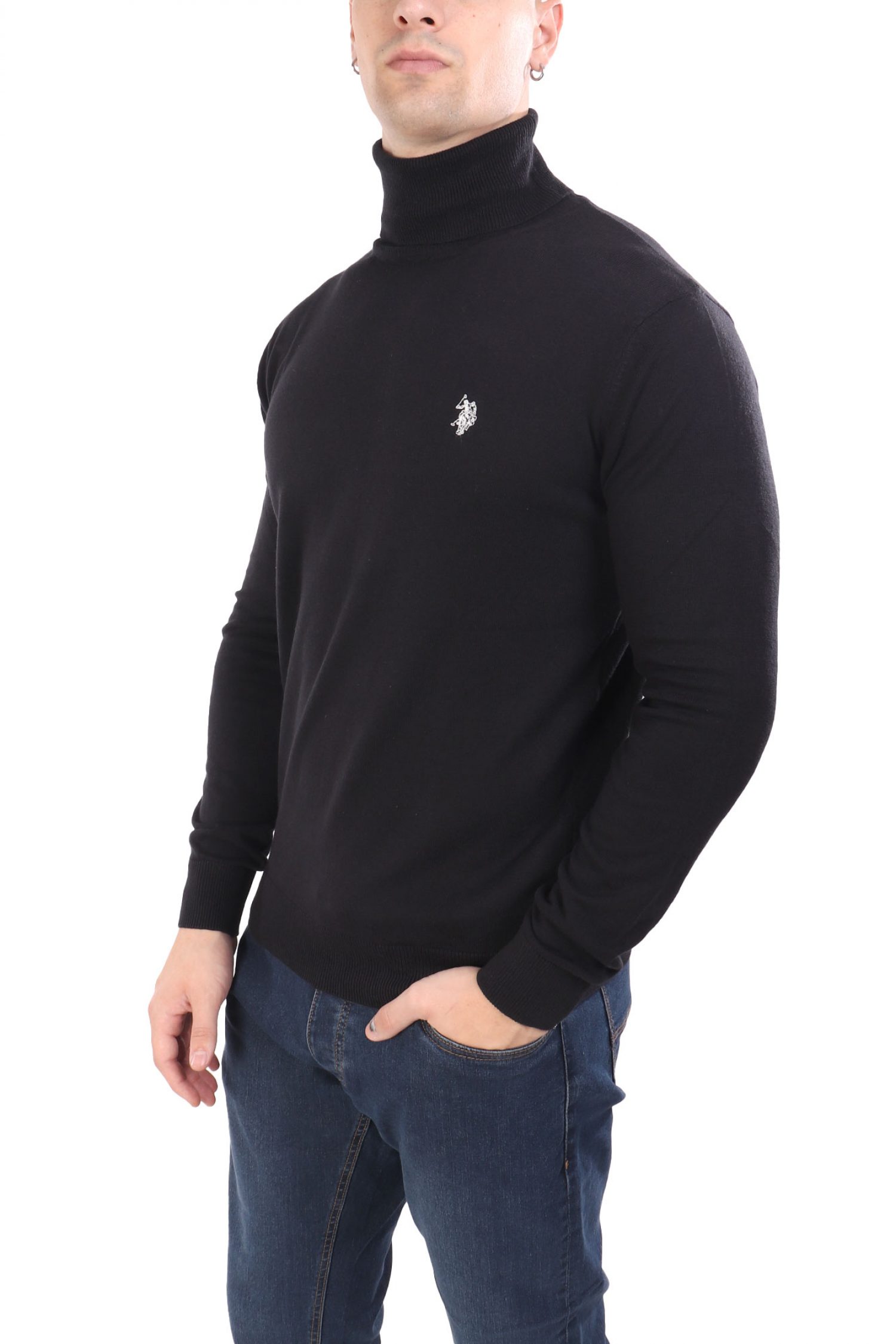 U.S.POLO ASSN ΠΛΕΚΤΟ ROLLNECK JOHN ΜΑΥΡΟ