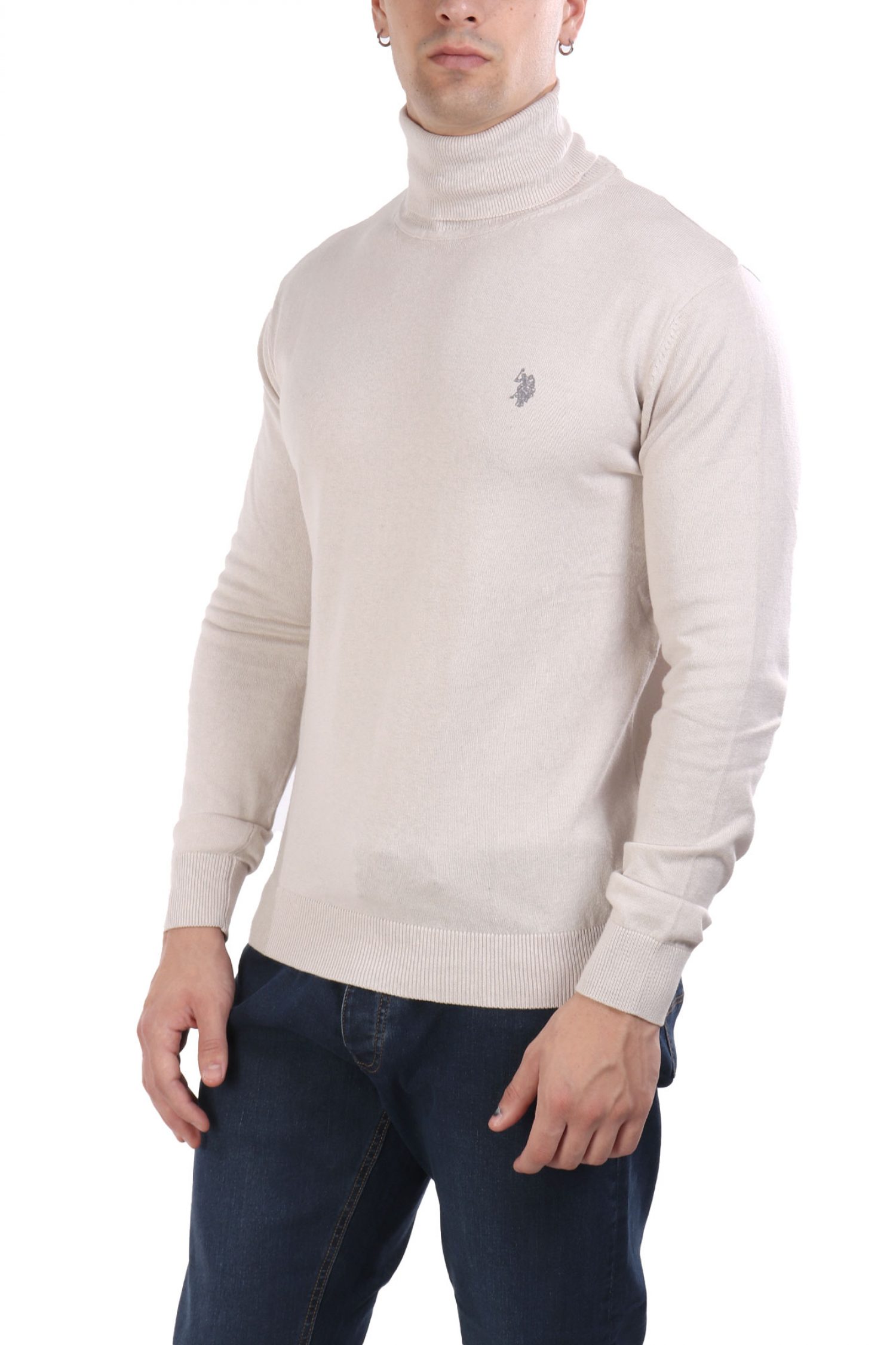 U.S.POLO ASSN ΠΛΕΚΤΟ ROLLNECK JOHN ΥΠΟΛΕΥΚΟ