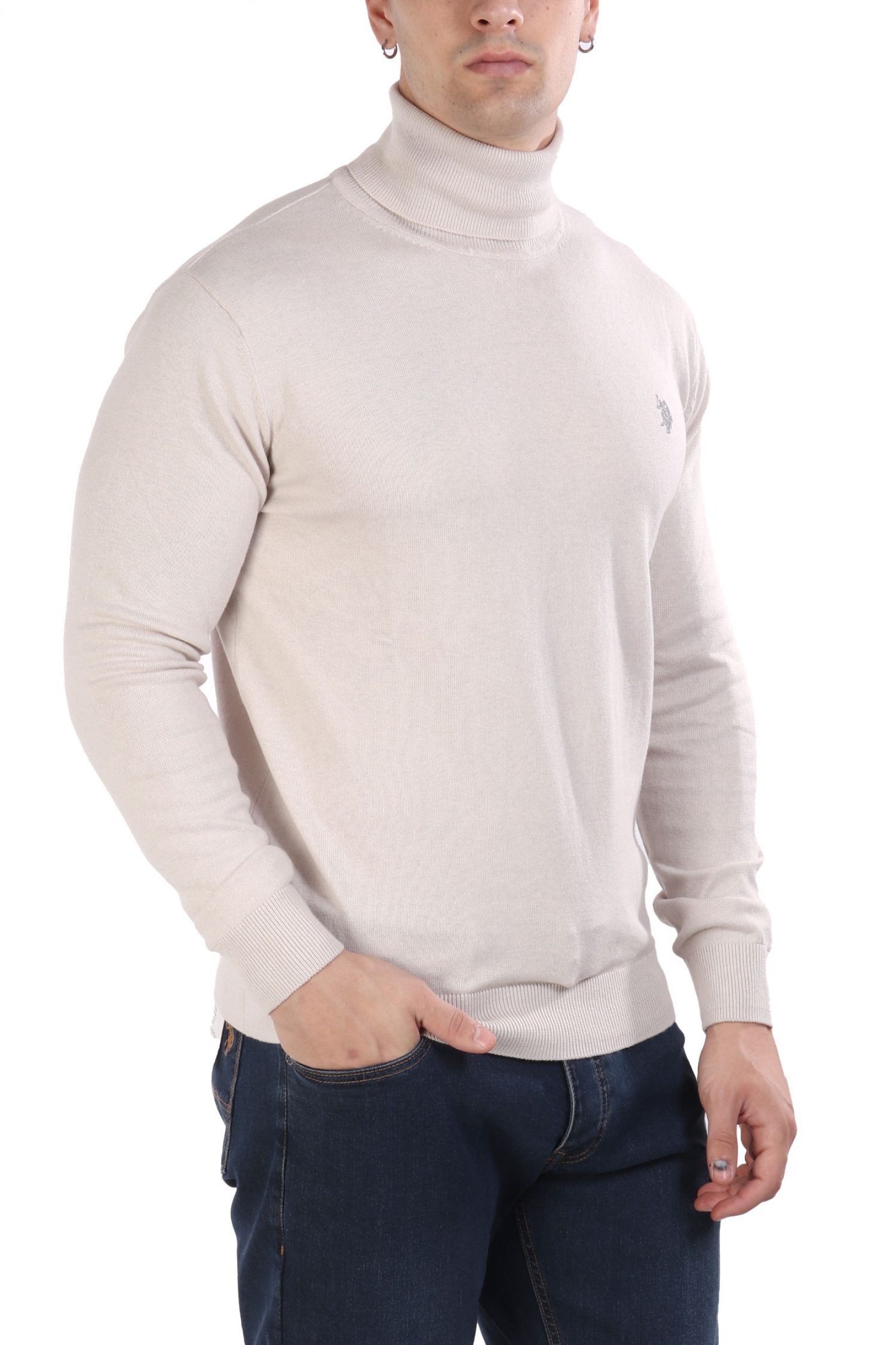 U.S.POLO ASSN ΠΛΕΚΤΟ ROLLNECK JOHN ΥΠΟΛΕΥΚΟ