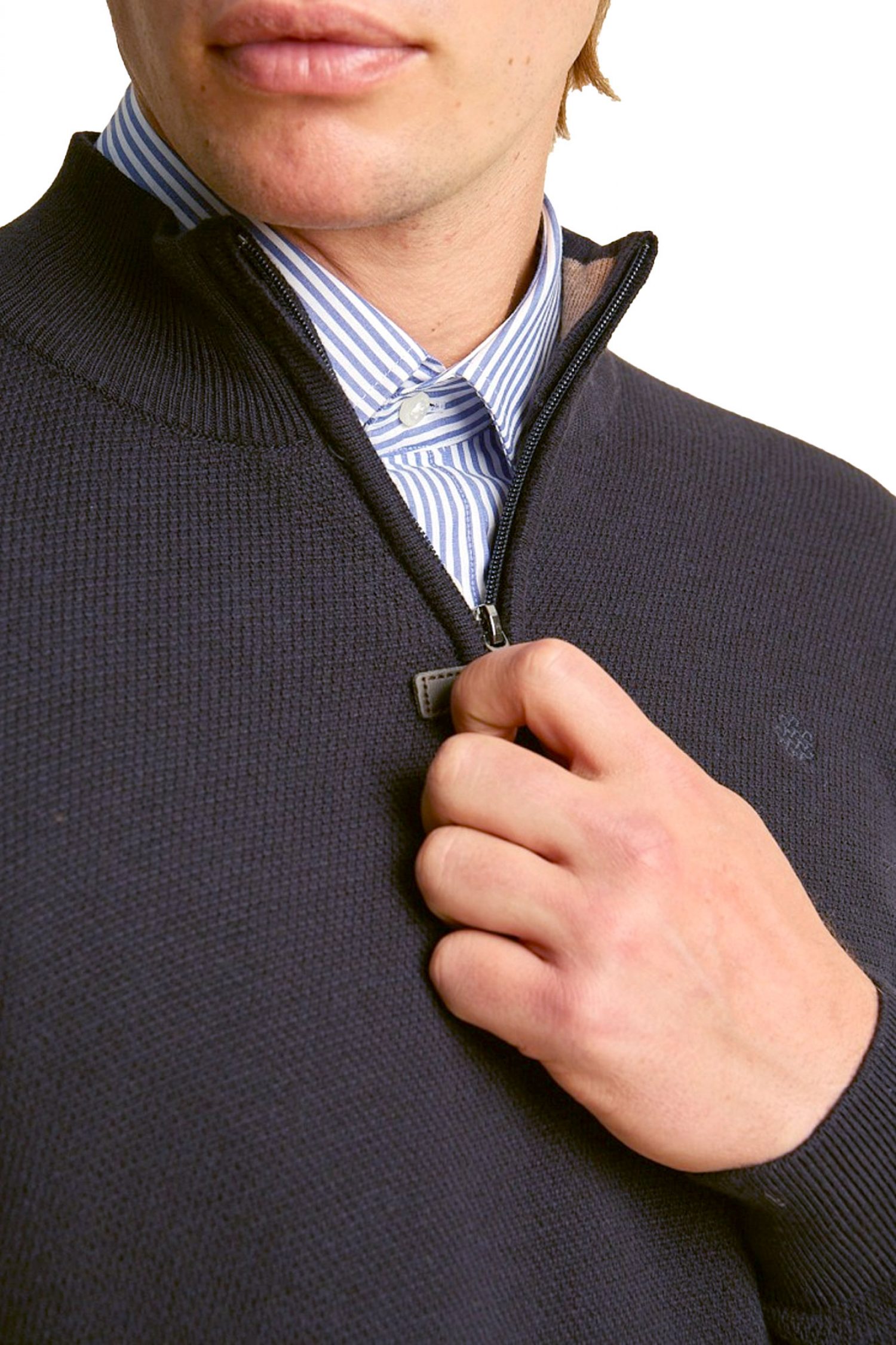 DORS ΠΛΕΚΤΟ HALFZIP OXFORD LOGO ΜΠΛΕ