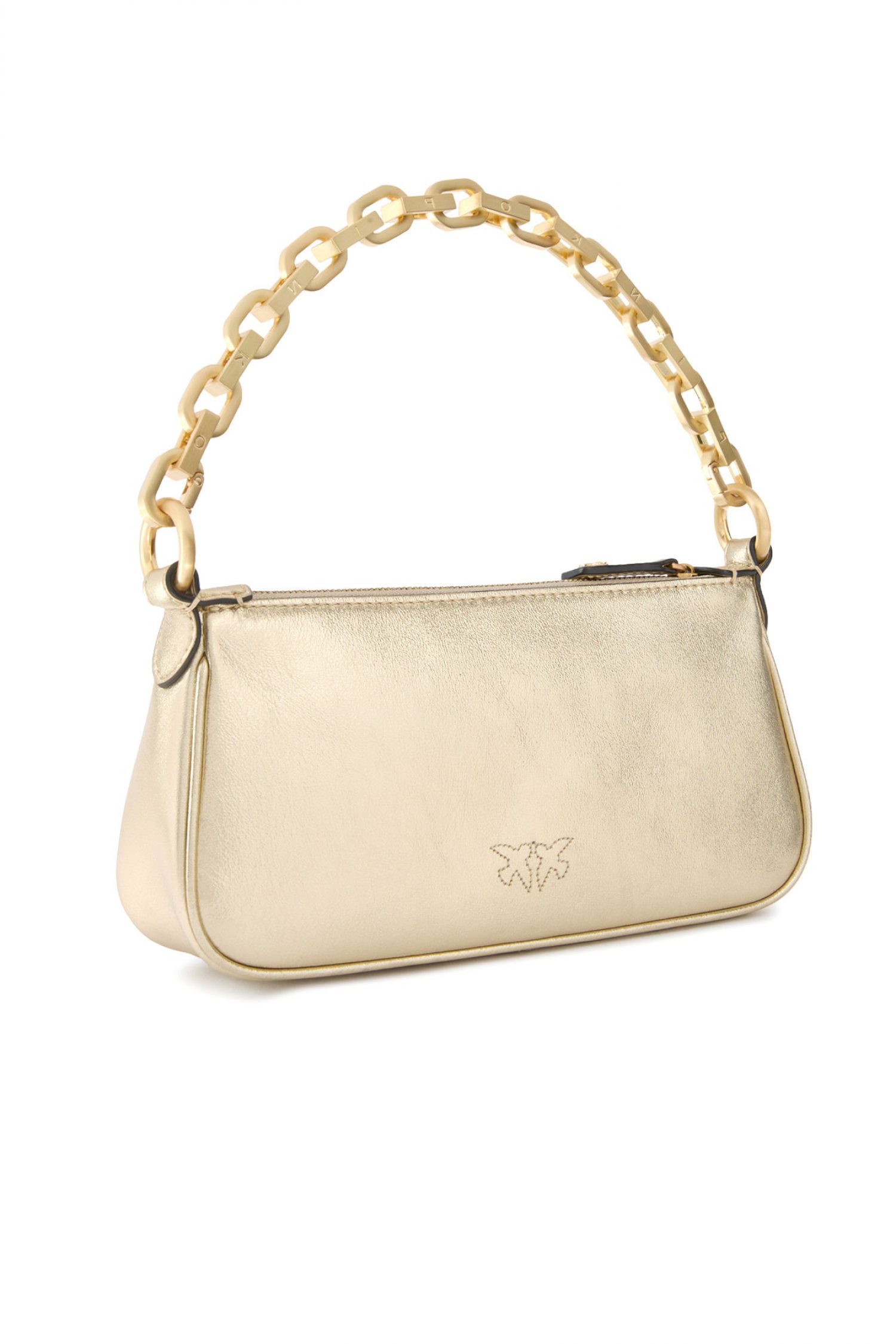PINKO ΤΣΑΝΤΑΚΙ HALF MOON BAGUETTE MINI METALLIC SUEDE ΧΡΥΣΟ φωτογραφία
