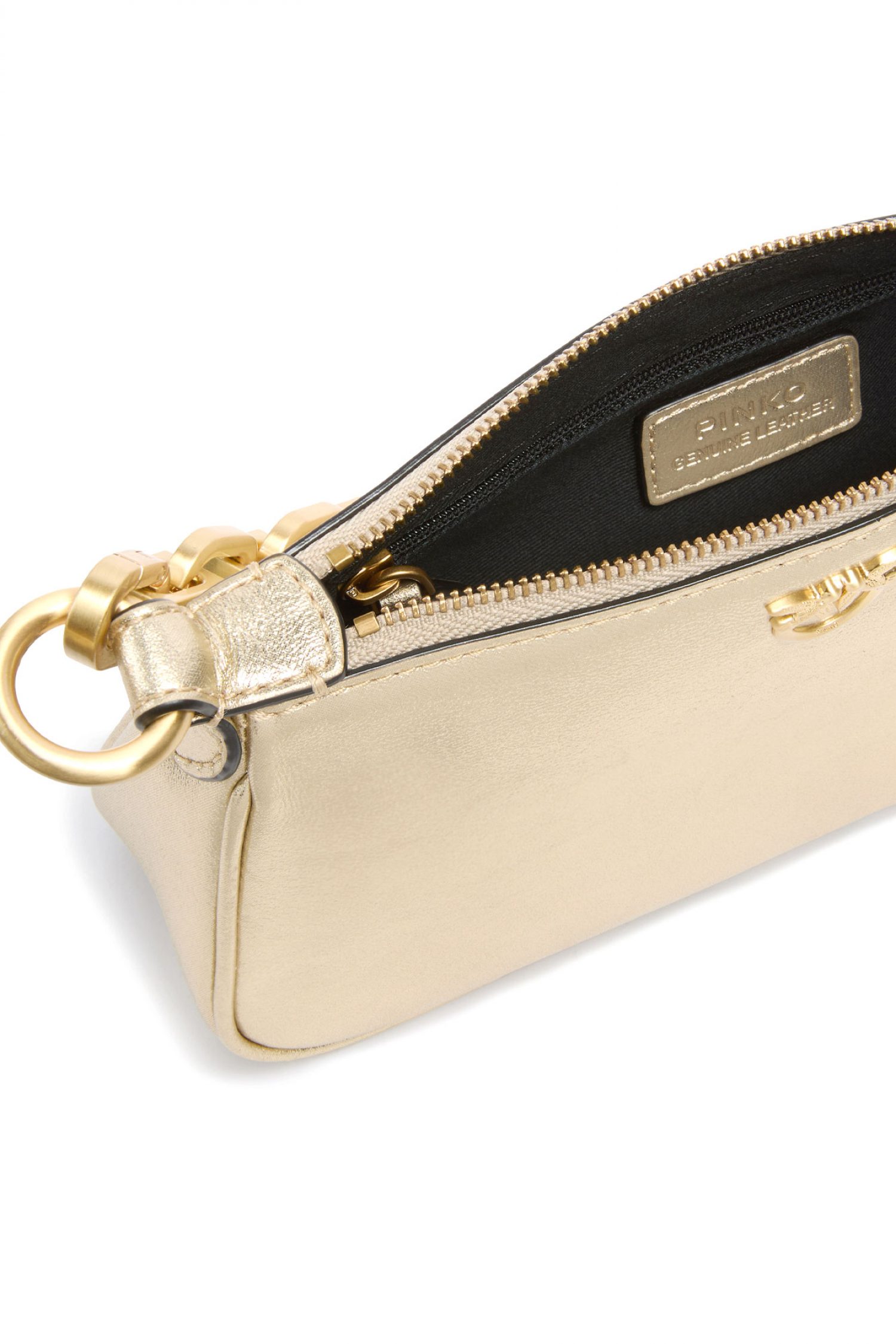 PINKO ΤΣΑΝΤΑΚΙ HALF MOON BAGUETTE MINI METALLIC SUEDE ΧΡΥΣΟ φωτογραφία