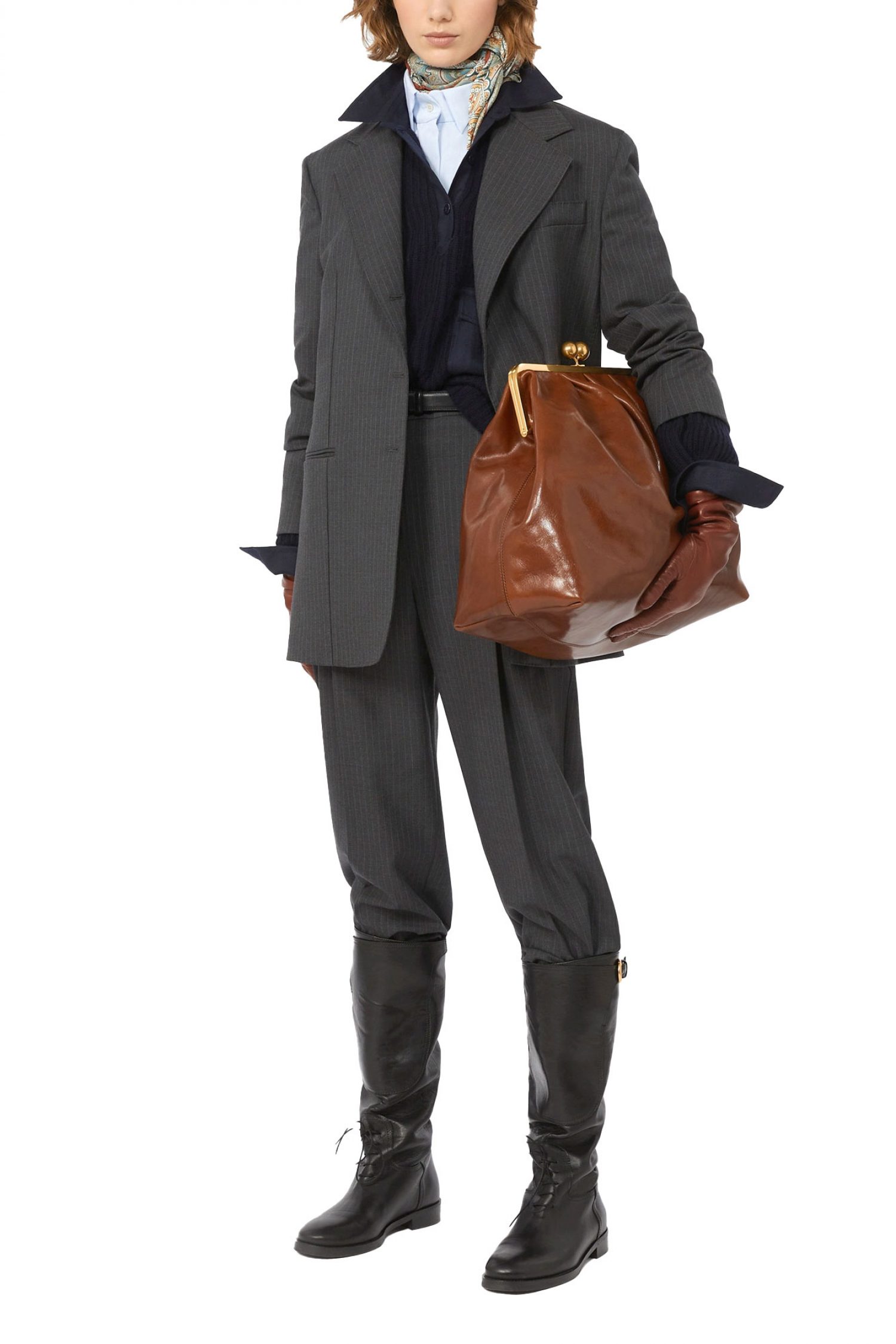 MAX MARA WEEKEND ΠΑΝΤΕΛΟΝΙ SALSA ΡΙΓΕ ΠΙΕΤΑ ΤΣΕΠΕΣ ΣΚΟΥΡΟ ΓΚΡΙ