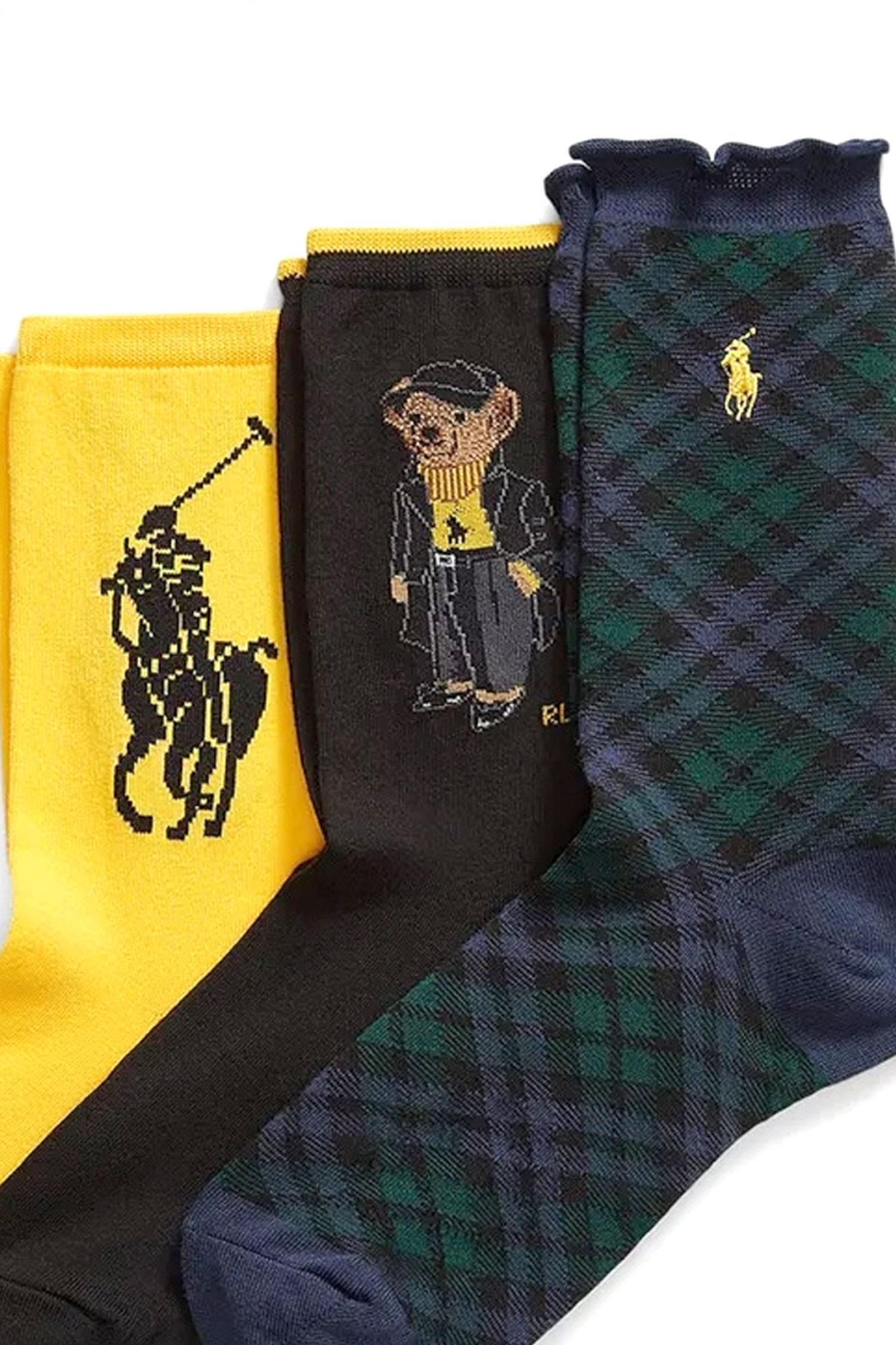 RALPH LAUREN ΚΑΛΤΣΕΣ ΓΥΝΑΙΚΕΙΕΣ 3 PAIRS MULTI HERITAGE LOGO BEAR GIFT BOX ΚΙΤΡΙΝΟ-ΜΑΥΡΟ-ΜΠΛΕ ΠΡΑΣΙΝΟ φωτογραφία