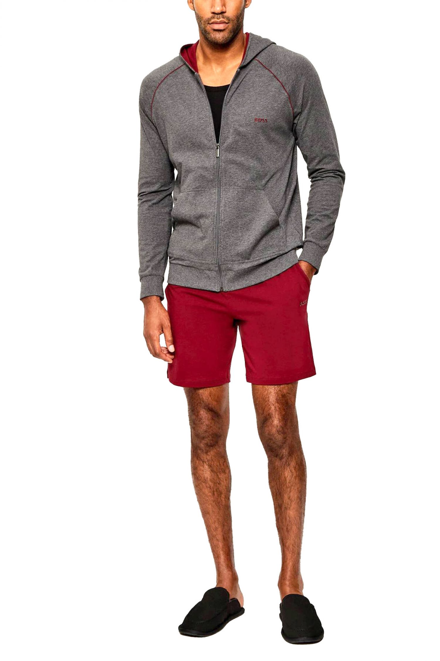 BOSS HOMEWEAR ΦΟΥΤΕΡ ZIPHOOD MIXMATCH JACKET H ΓΚΡΙ