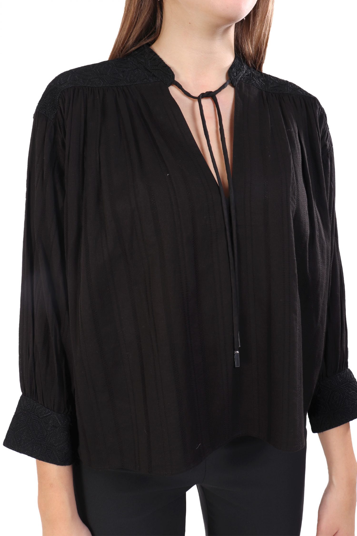 BOSS CASUAL ΜΠΛΟΥΖΑ C_BRODES ΑΝΟΙΓΜΑ ΜΠΡΟΣΤΑ ΔΕΣΙΜΟ ΛΑΙΜΟ ΜΑΥΡΟ