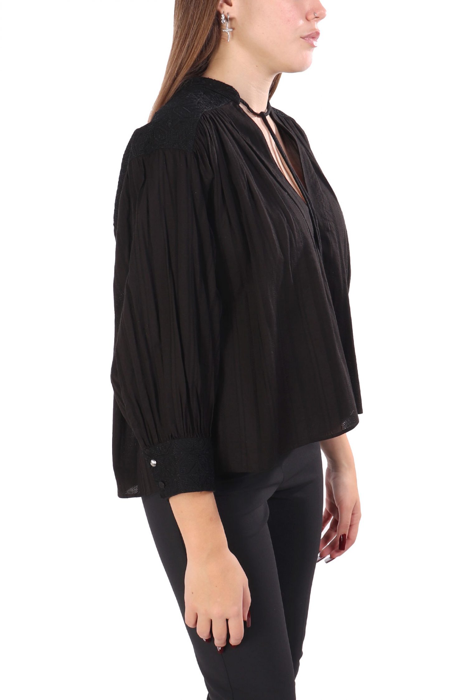 BOSS CASUAL ΜΠΛΟΥΖΑ C_BRODES ΑΝΟΙΓΜΑ ΜΠΡΟΣΤΑ ΔΕΣΙΜΟ ΛΑΙΜΟ ΜΑΥΡΟ