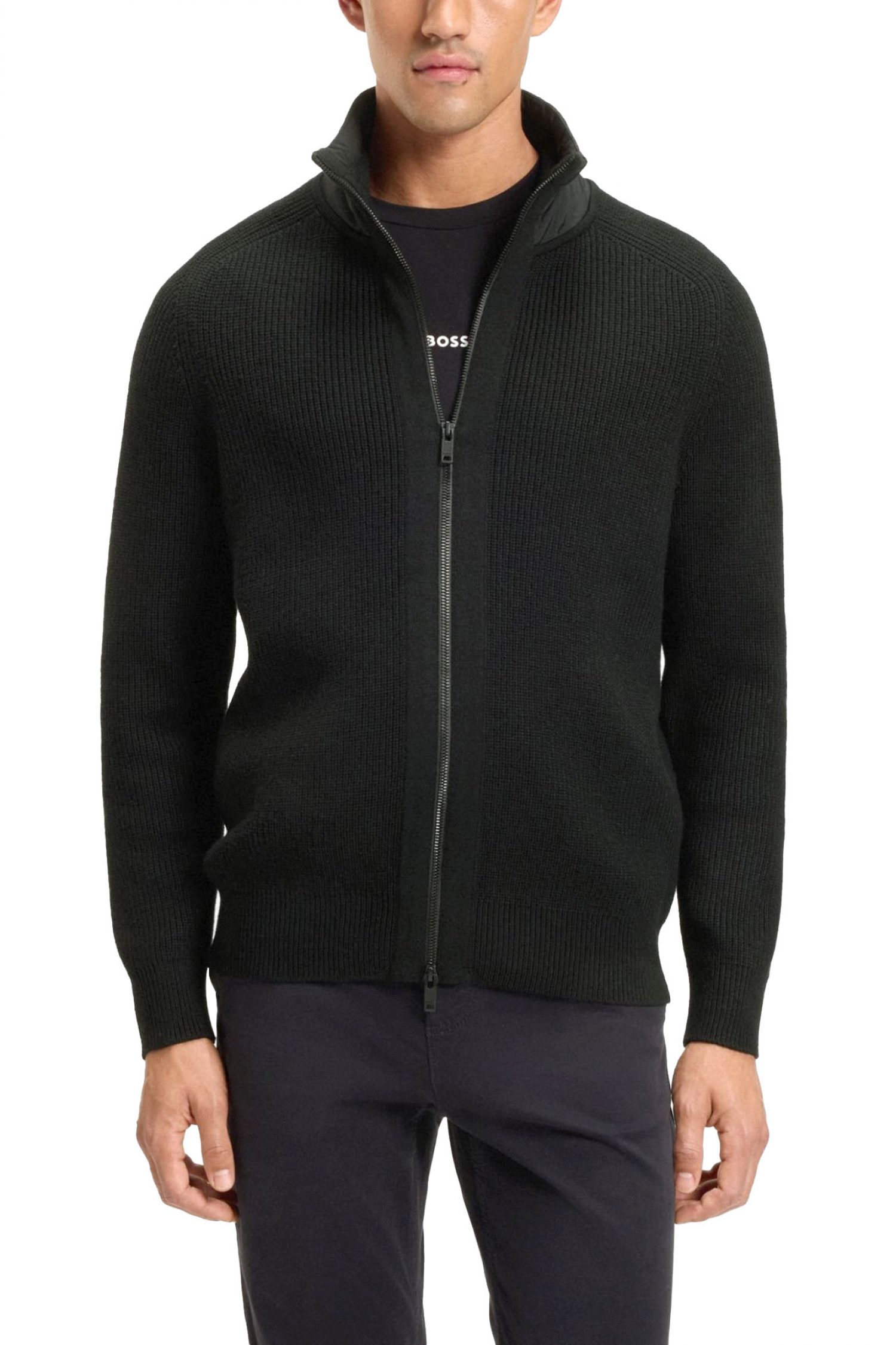 BOSS CASUAL ΠΛΕΚΤΟ FULLZIP KIGIOO ΜΑΥΡΟ