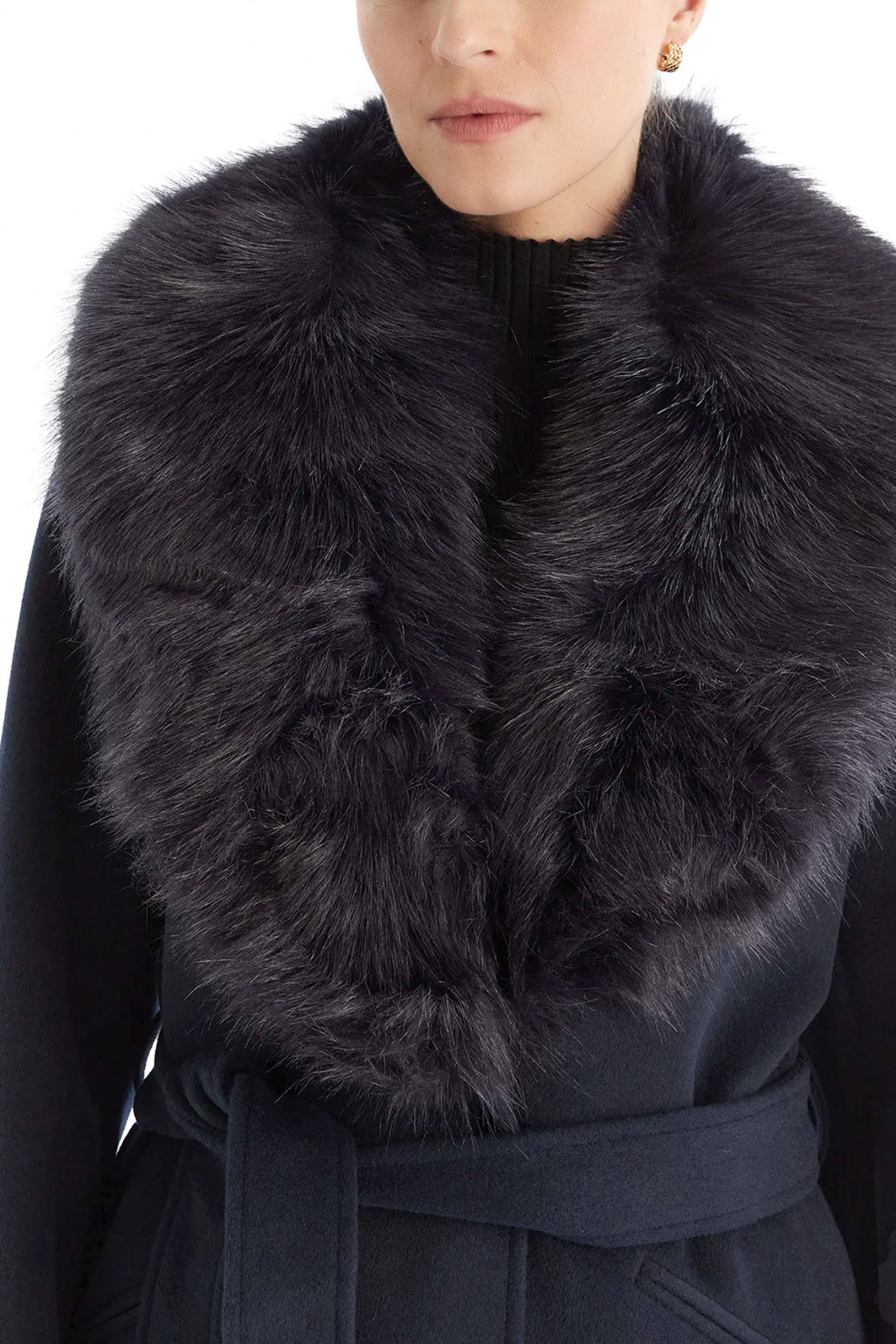 MICHAEL KORS ΠΑΛΤΟ ΑΠΟΣΠΩΜΕΝΗ ΖΩΝΗ ΑΠΟΣΠΩΜΕΝΗ ΓΟΥΝΑ FAUX FUR ΜΠΛΕ