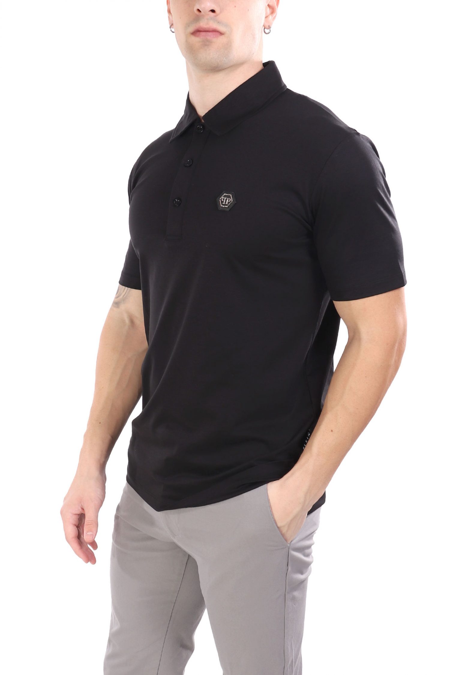 PHILIPP PLEIN POLO CLASSIC HEXAGON ΜΑΥΡΟ