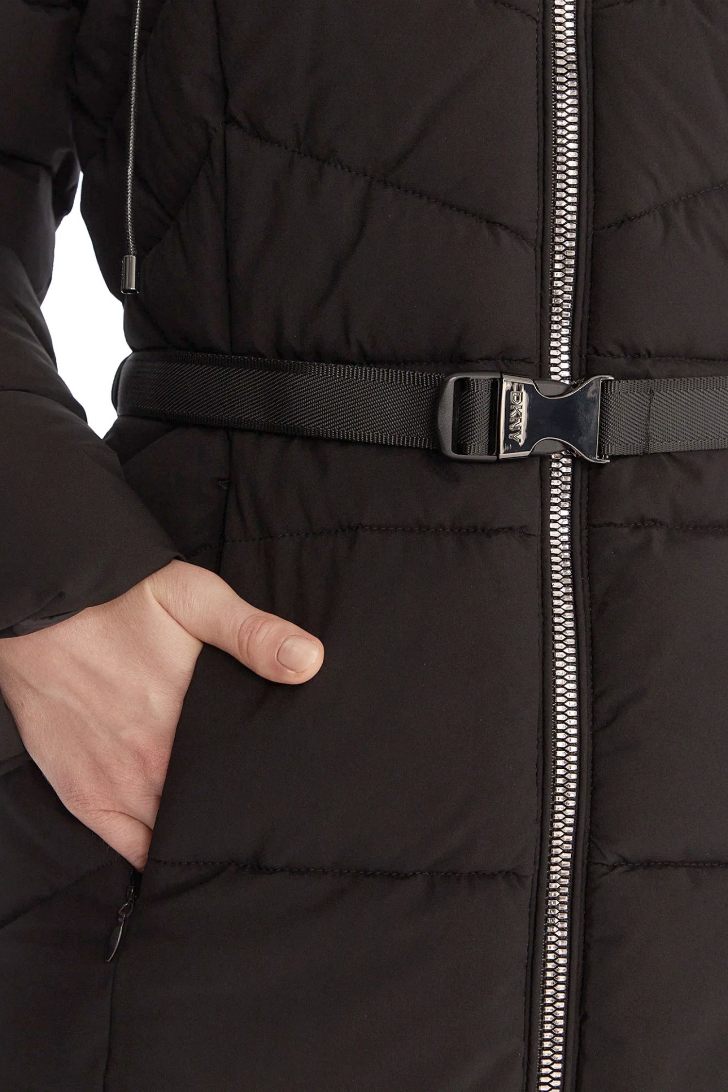 DKNY ΜΠΟΥΦΑΝ ΦΟΥΣΚΩΤΟ ΑΠΟΣΠΩΜΕΝΗ ΓΟΥΝΑ LOGO ΜΑΝΙΚΙ ΑΠΟΣΠΩΜΕΝΗ ΖΩΝΗ ΜΑΥΡΟ