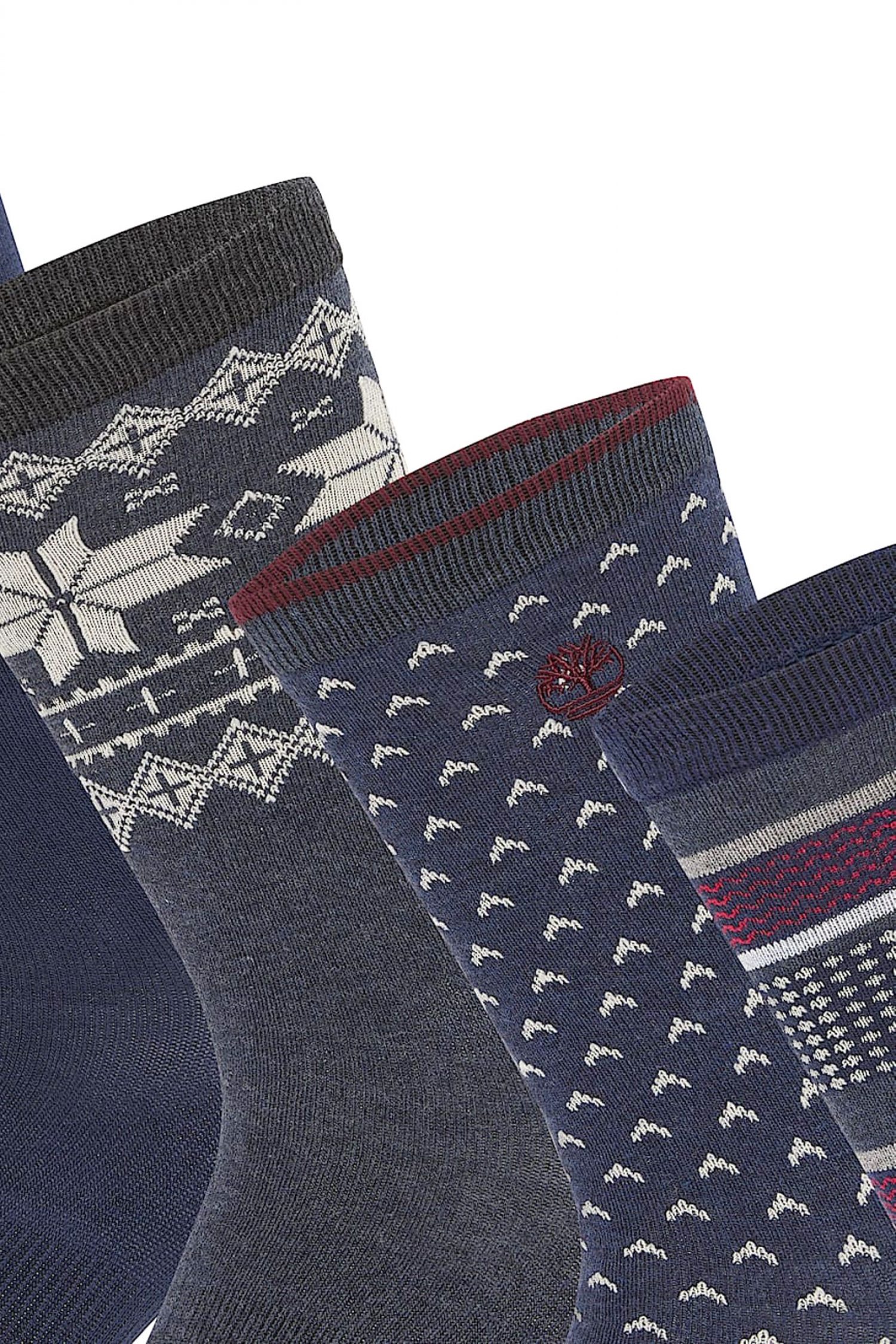 TIMBERLAND ΚΑΛΤΣΕΣ 6PAIRS CREW SOCKS ΜΠΛΕ-ΜΠΟΡΝΤΩ