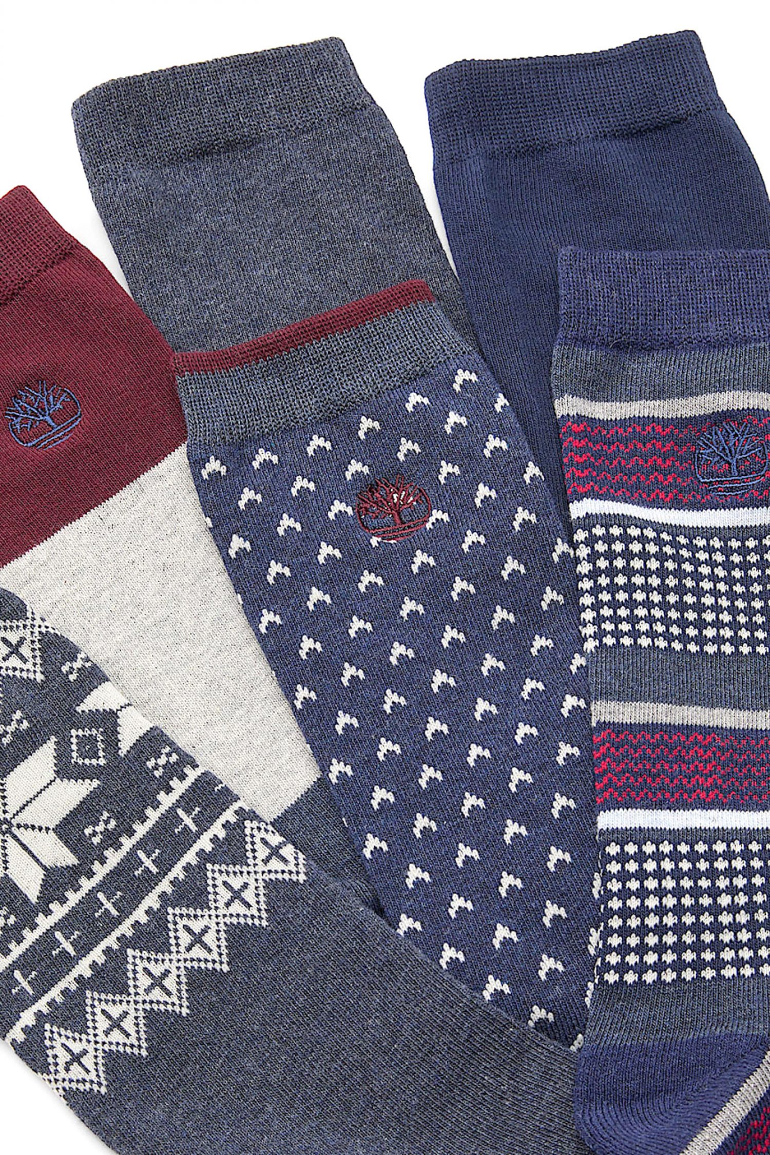 TIMBERLAND ΚΑΛΤΣΕΣ 6PAIRS CREW SOCKS ΜΠΛΕ-ΜΠΟΡΝΤΩ