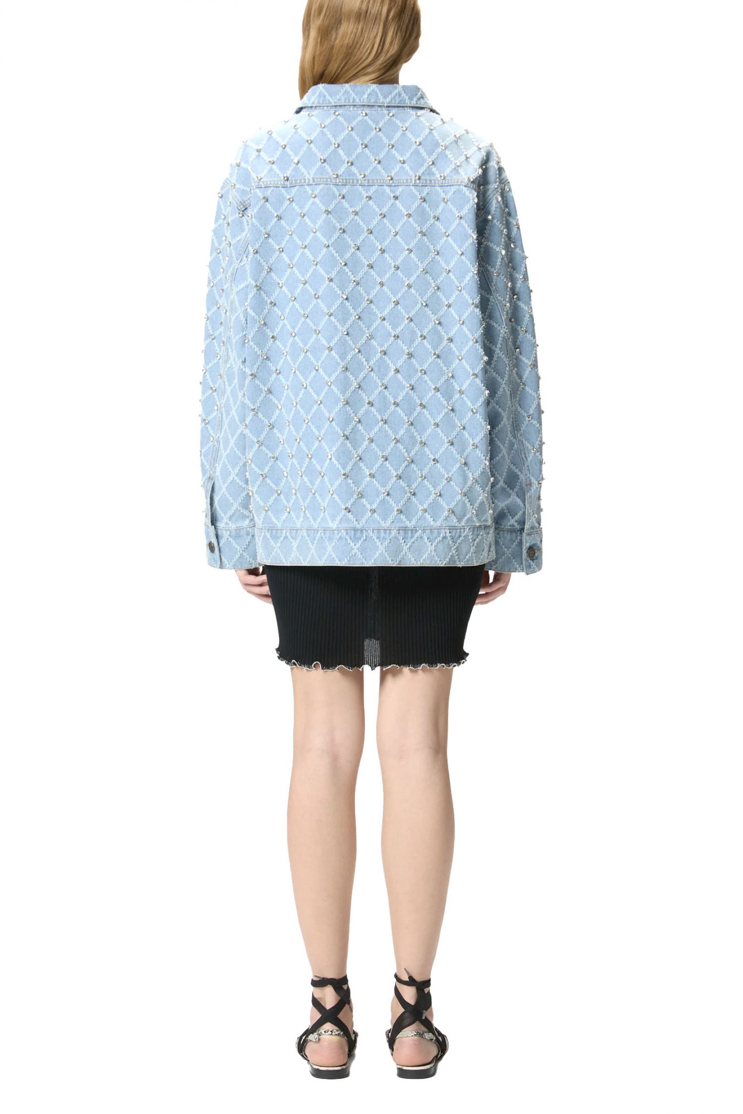 PINKO ΤΖΙΝ PIFFERAIO OVERSHIRT ΜΠΛΕ ME ΣΤΡΑΣ φωτογραφία