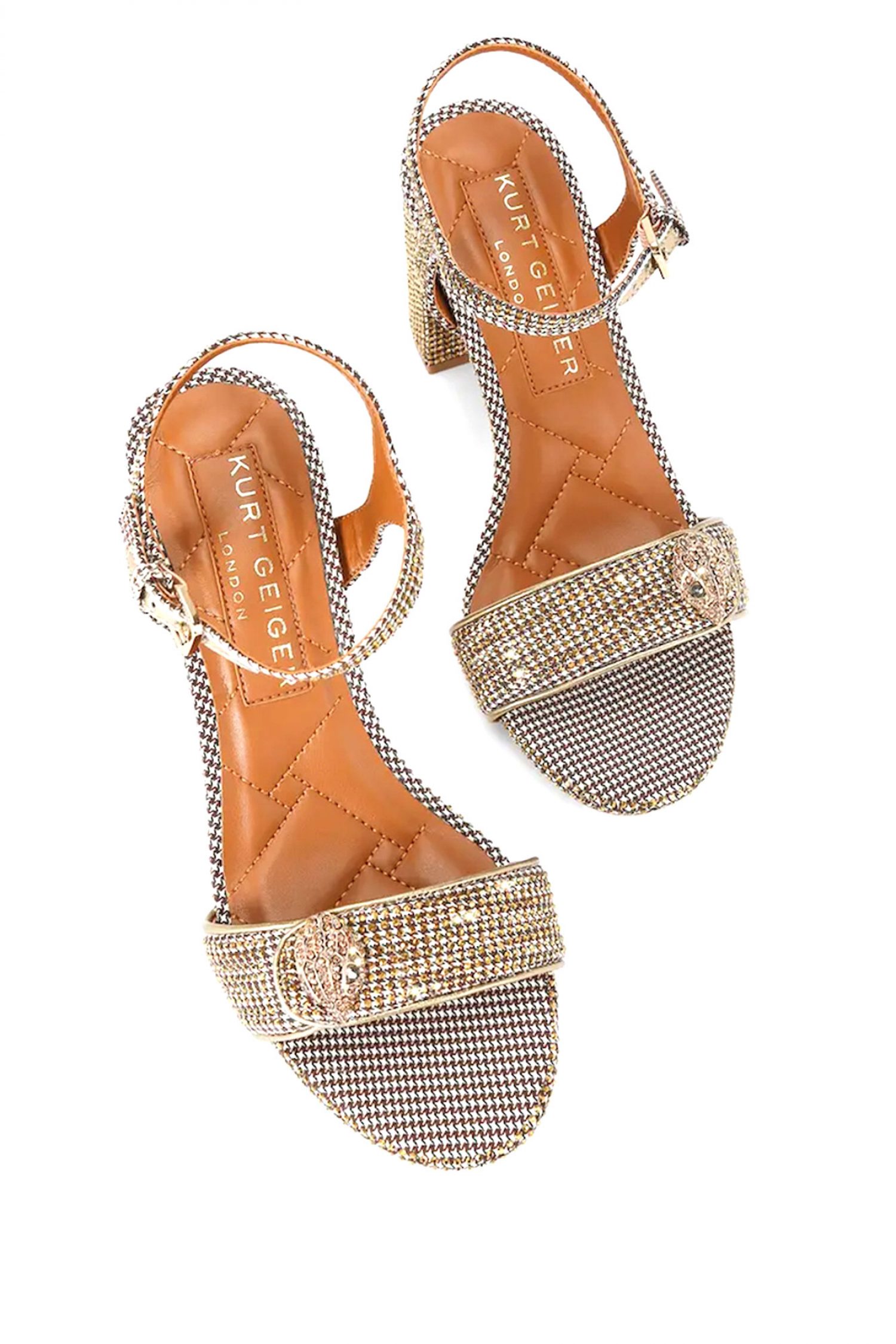 KURT GEIGER ΠΑΠΟΥΤΣΙΑ ΠΕΔΙΛΑ KENSINGTON LANGLEY METAΛΛΙΚΑ ΣΤΡΑΣ LOGO MΠΕΖ/ΧΡΥΣΟ φωτογραφία