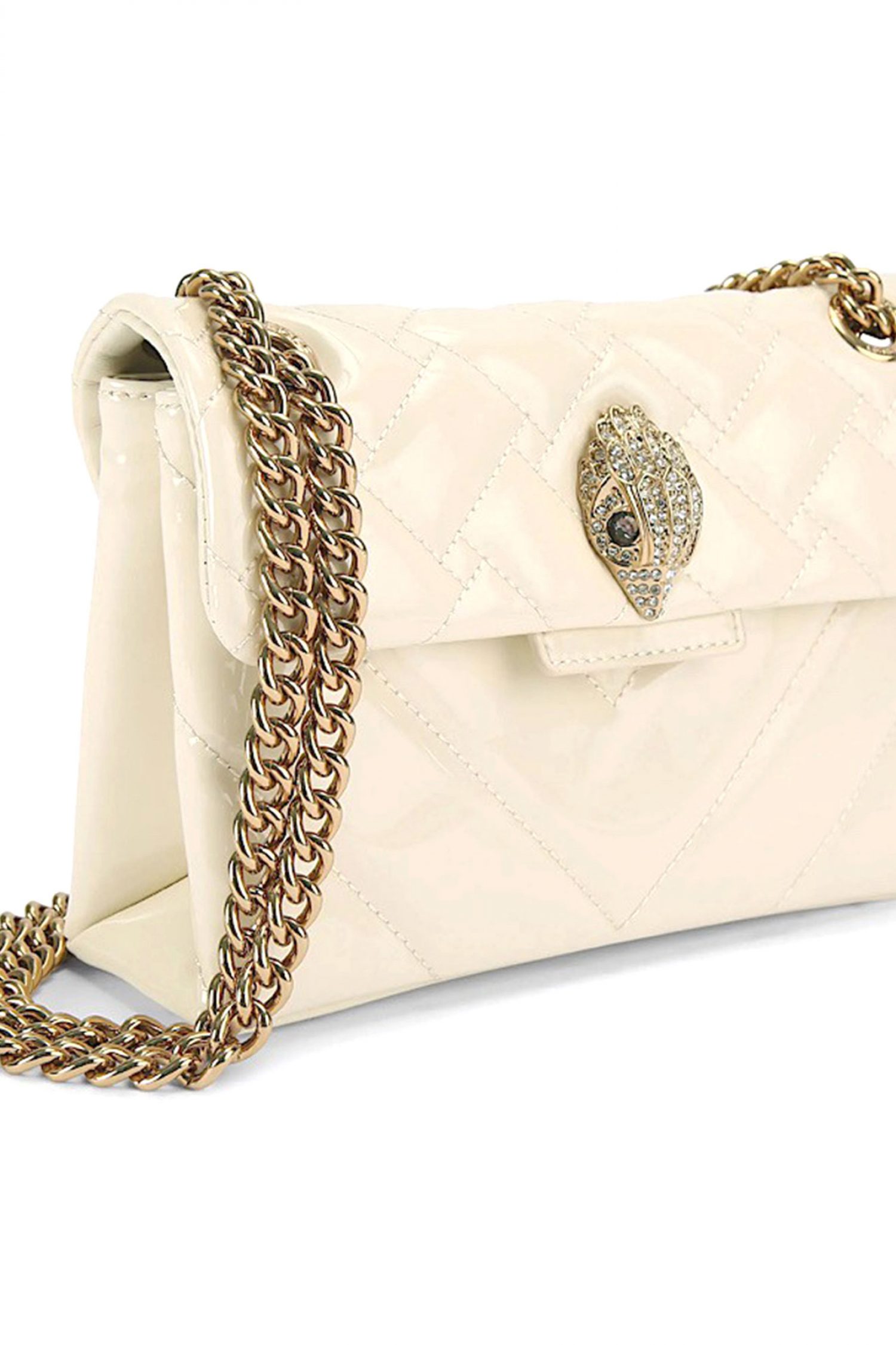 KURT GEIGER ΤΣΑΝΤΑ CROSSBODY/ΩΜΟΥ LEATHER ΜΙΝΙ KENSINGTON ΛΟΥΣΤΡΙΝΙ AΛΥΣΙΔΑ LOGO ΚΡΕΜ φωτογραφία