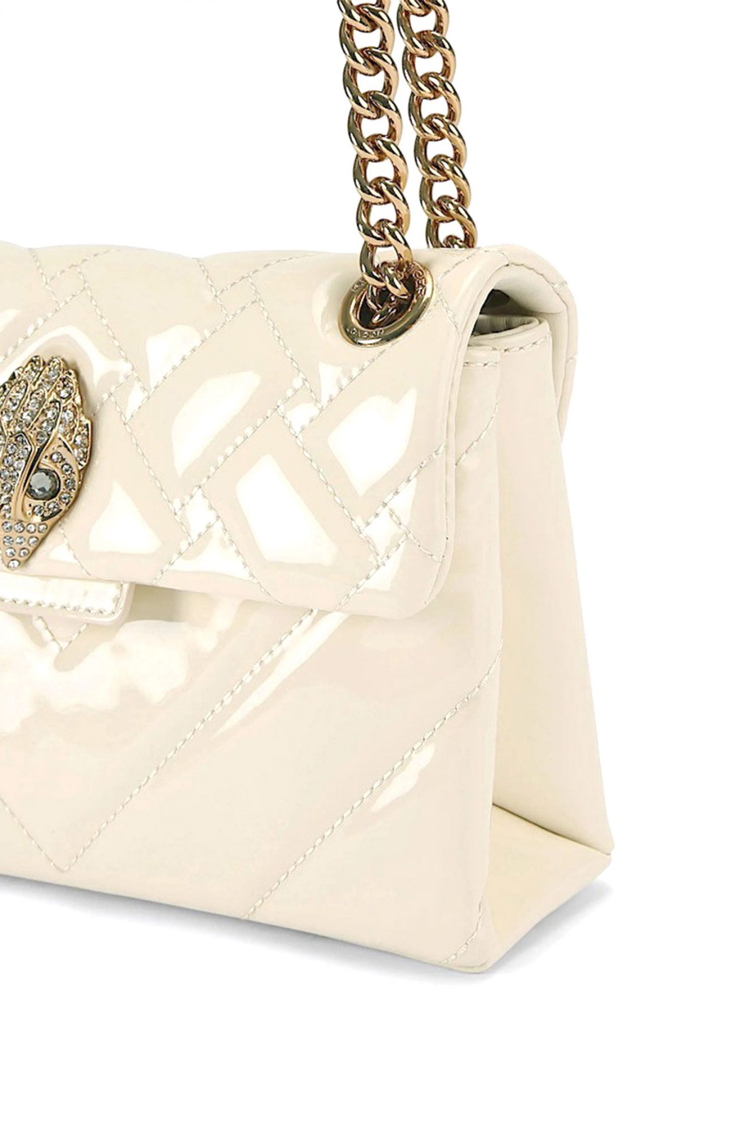 KURT GEIGER ΤΣΑΝΤΑ CROSSBODY/ΩΜΟΥ LEATHER ΜΙΝΙ KENSINGTON ΛΟΥΣΤΡΙΝΙ AΛΥΣΙΔΑ LOGO ΚΡΕΜ φωτογραφία