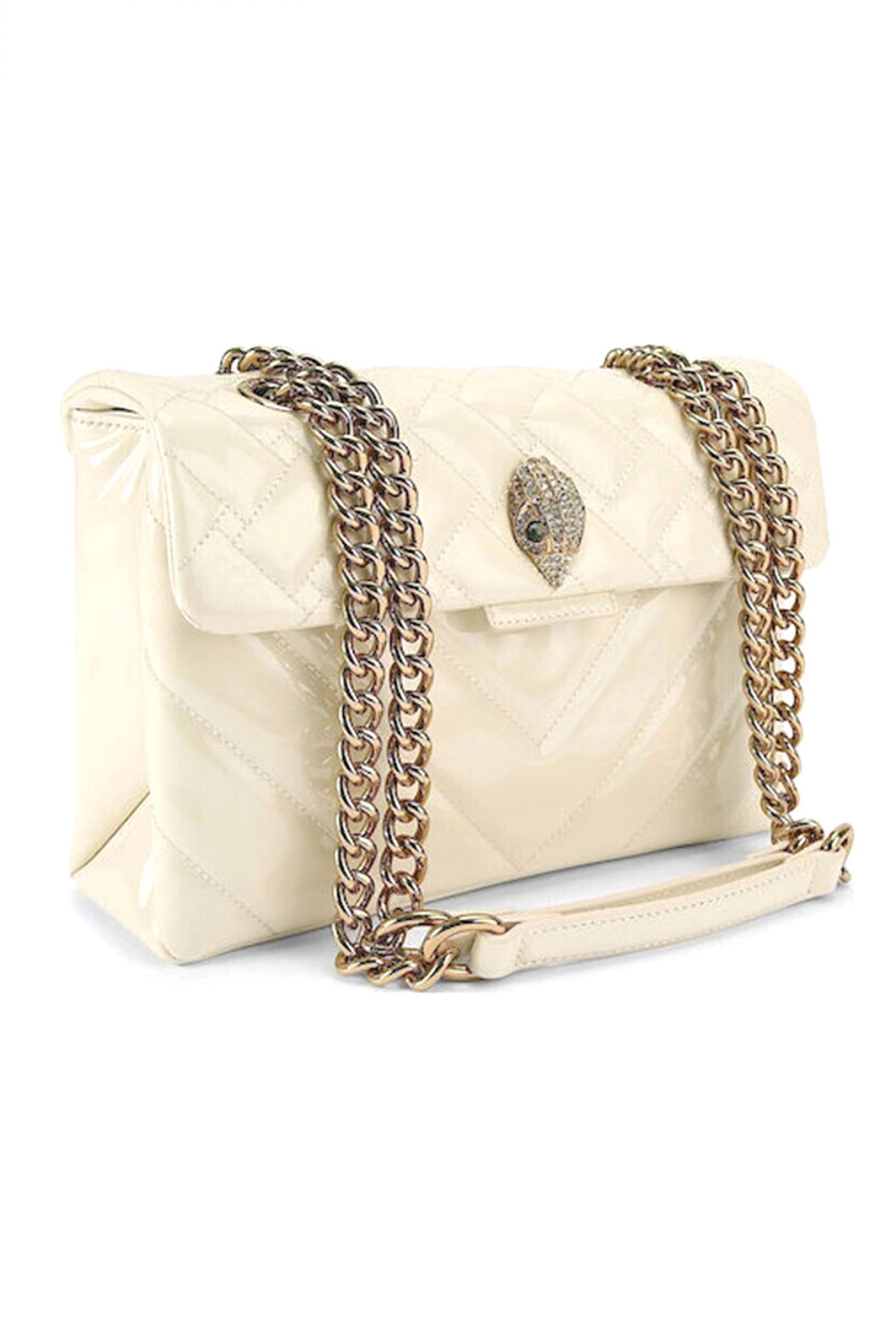 KURT GEIGER ΤΣΑΝΤΑ CROSSBODY/ΩΜΟΥ LEATHER KENSINGTON ΒΑG ΛΟΥΣΤΡΙΝΙ AΛΥΣΙΔΑ LOGO ΚΡΕΜ φωτογραφία