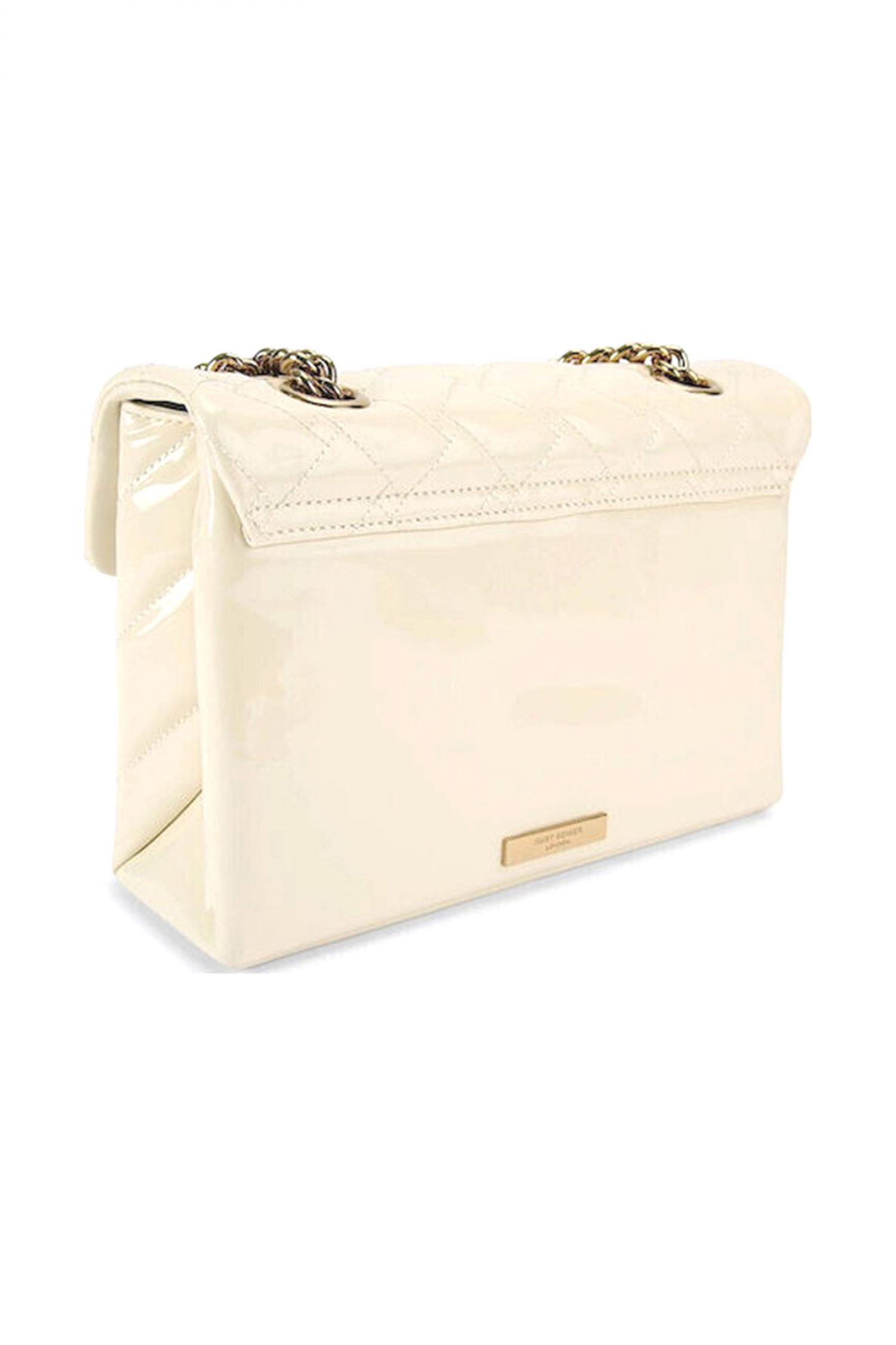 KURT GEIGER ΤΣΑΝΤΑ CROSSBODY/ΩΜΟΥ LEATHER KENSINGTON ΒΑG ΛΟΥΣΤΡΙΝΙ AΛΥΣΙΔΑ LOGO ΚΡΕΜ φωτογραφία