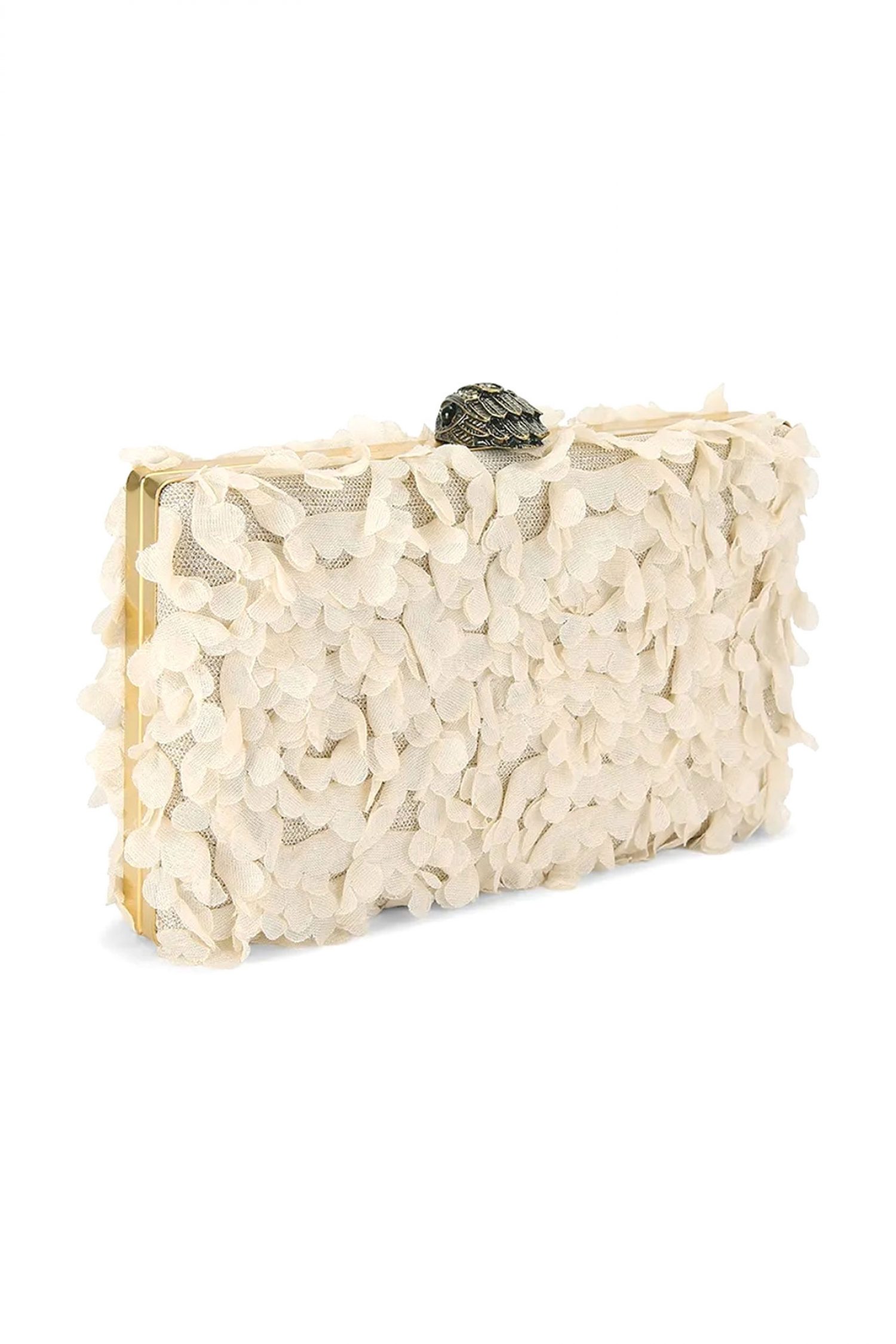 KURT GEIGER ΤΣΑΝΤΑKI CROSSBODY/ΩΜΟΥ CRYSTAL KENSINGTON CLUTCH ΑΛΥΣΙΔΑ LOGO ΜΠΕΖ/ΧΡΥΣΟ